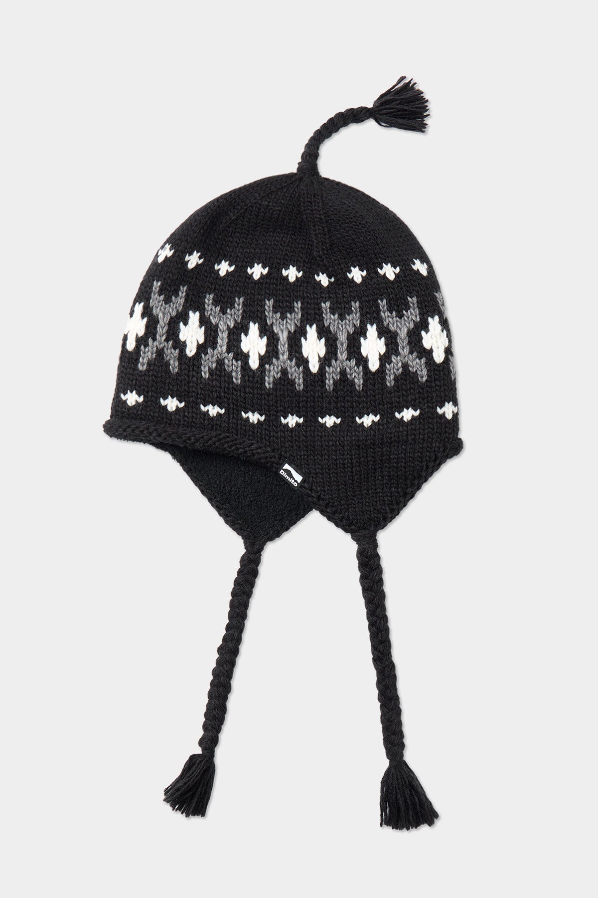 VERT ONE-SIZE SIMPLE CROCHET EAR FLAP BEANIE BLACK