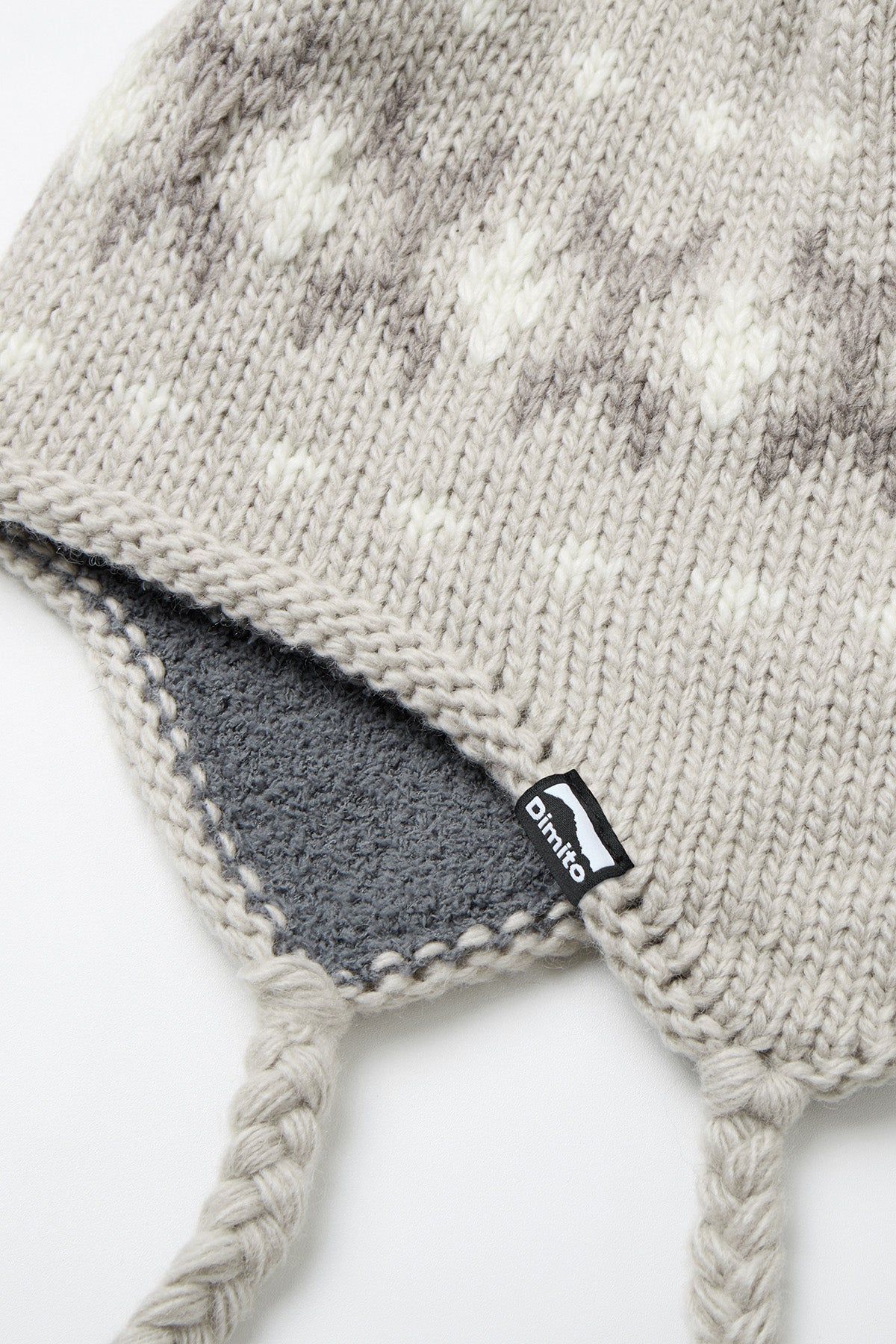 VERT ONE-SIZE SIMPLE CROCHET EAR FLAP BEANIE GREY