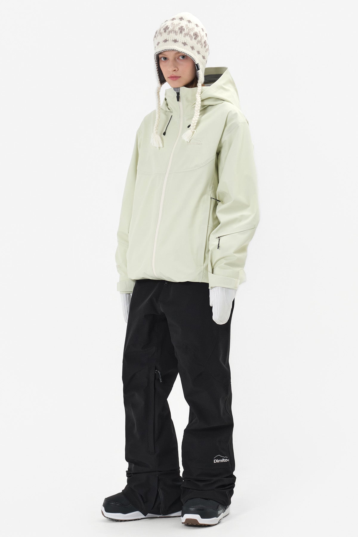 VERT ONE-SIZE SIMPLE CROCHET EAR FLAP BEANIE WHITE