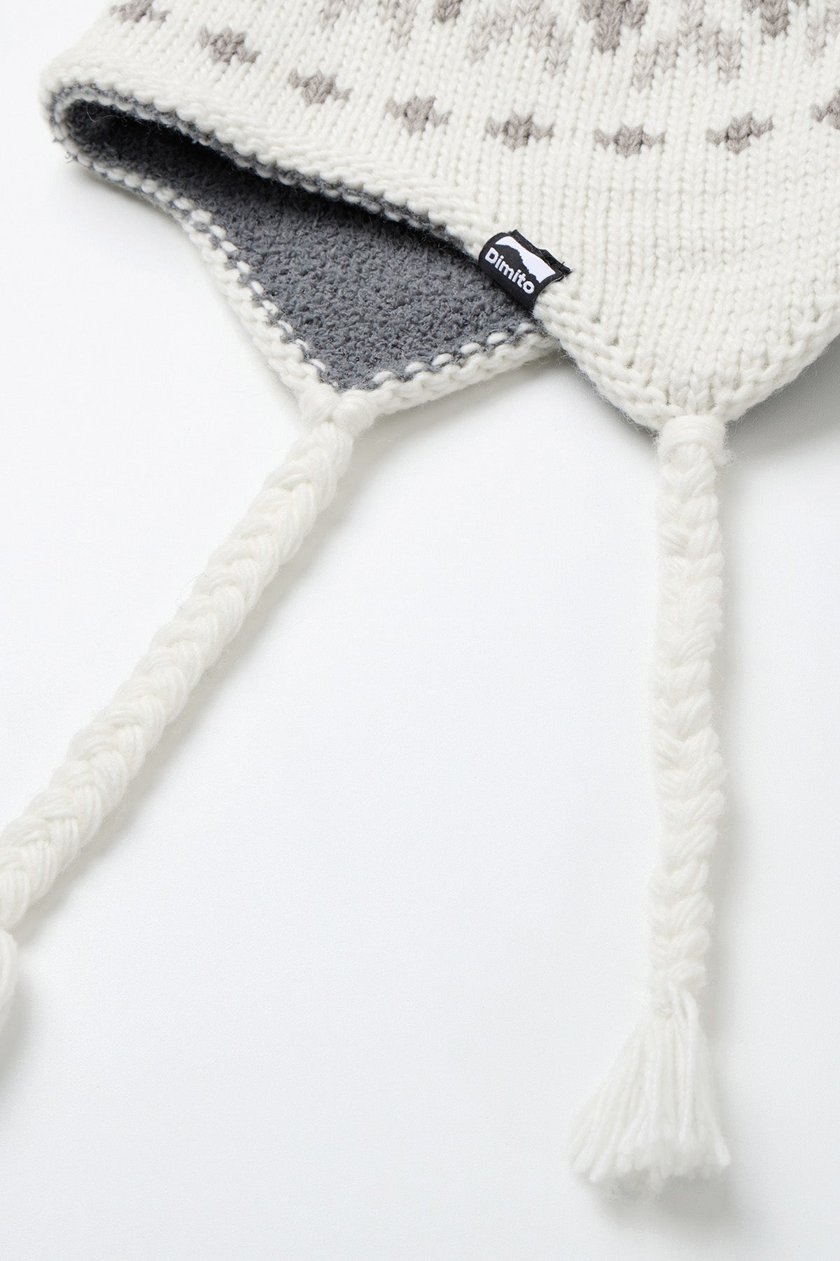 VERT ONE-SIZE SIMPLE CROCHET EAR FLAP BEANIE WHITE