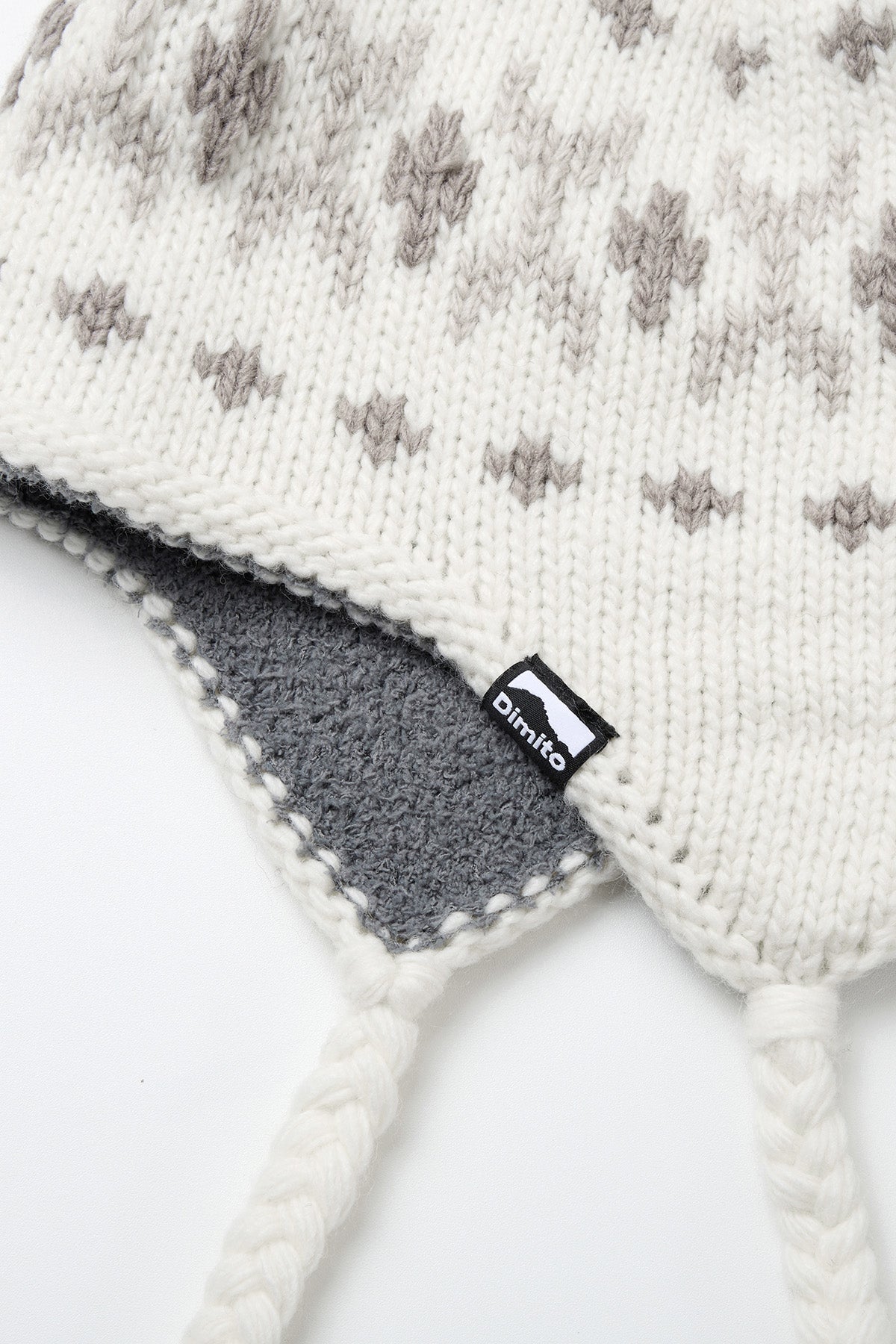 VERT ONE-SIZE SIMPLE CROCHET EAR FLAP BEANIE WHITE