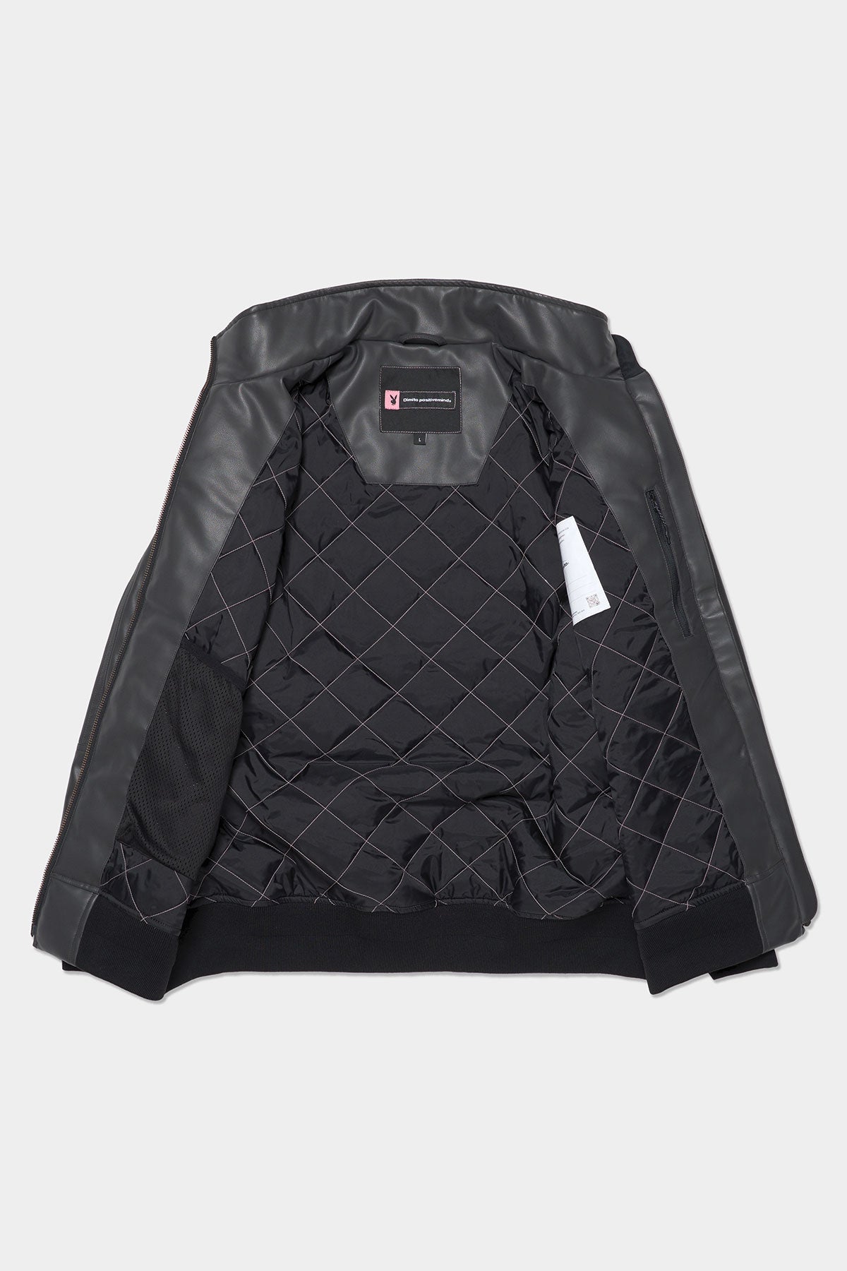 VERT [PLAYBOY x DIMITO] BLOCK FAUX LEATHER JACKET CEMENT GREY