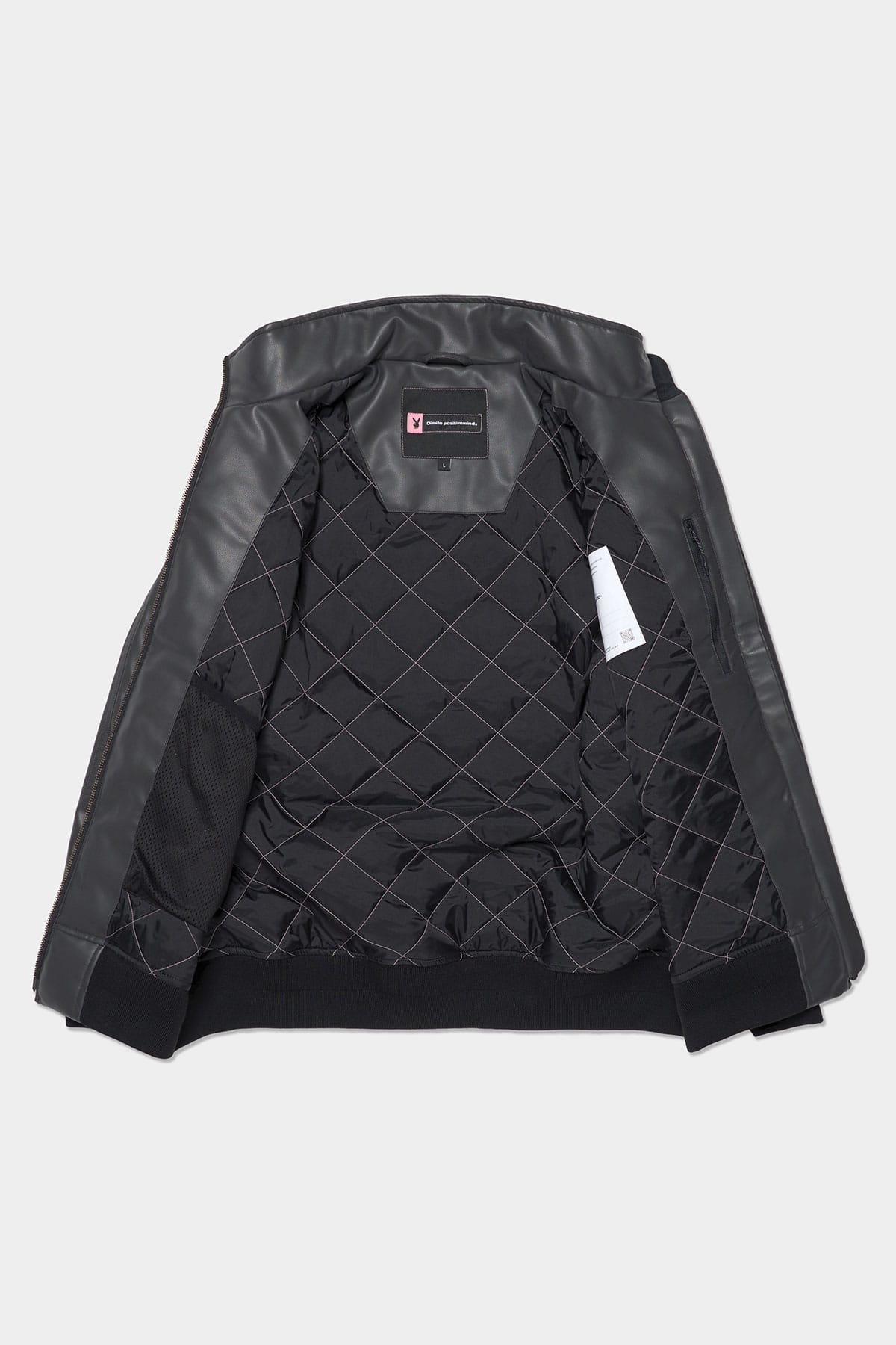 [PROMO] [PLAYBOY x DIMITO] BLOCK FAUX LEATHER JACKET CEMENT GREY
