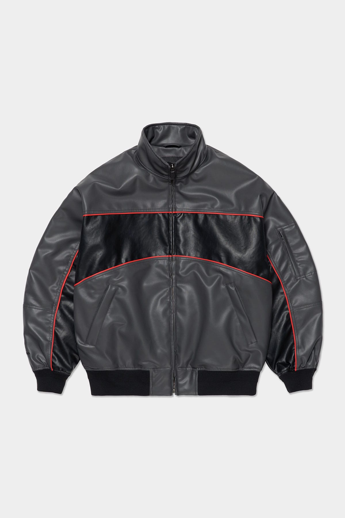 [PROMO] [PLAYBOY x DIMITO] BLOCK FAUX LEATHER JACKET CEMENT GREY
