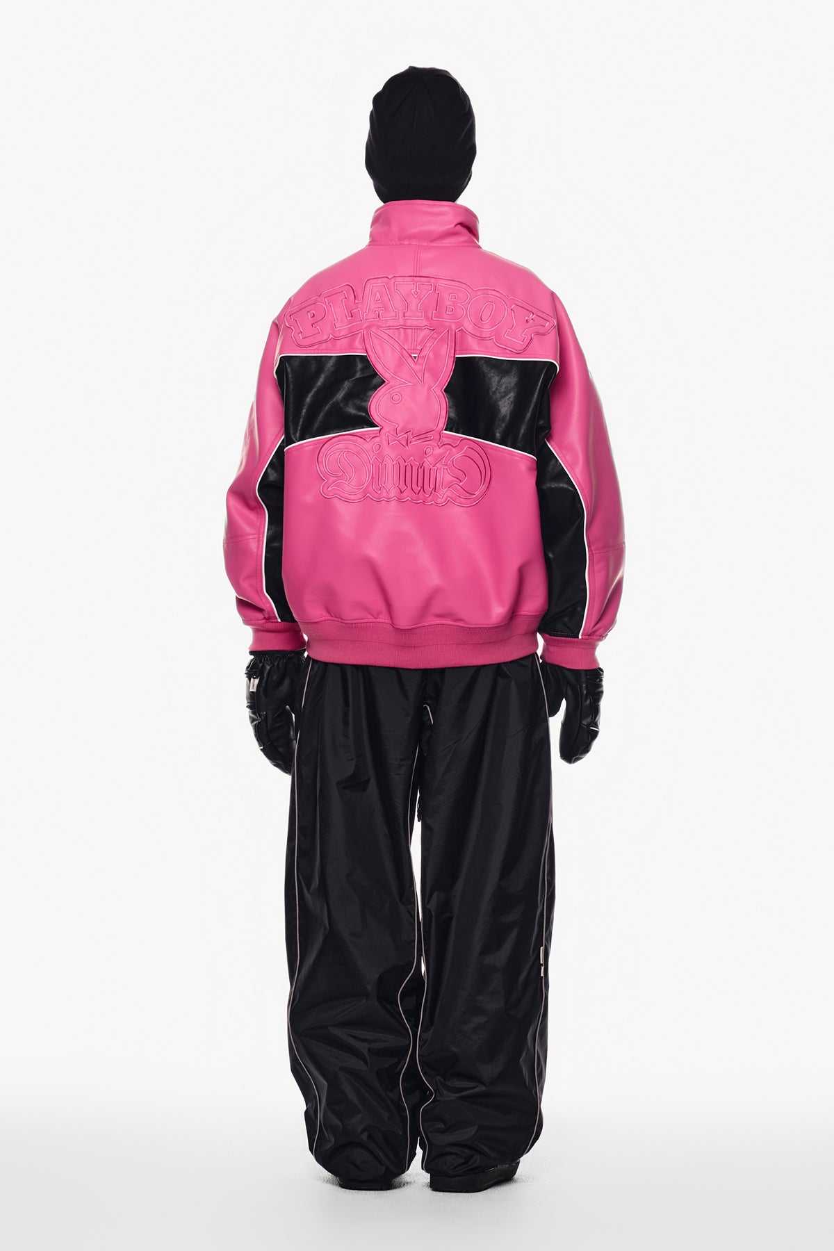 [INVITED] [PLAYBOY x DIMITO] BLOCK FAUX LEATHER JACKET RUDE PINK