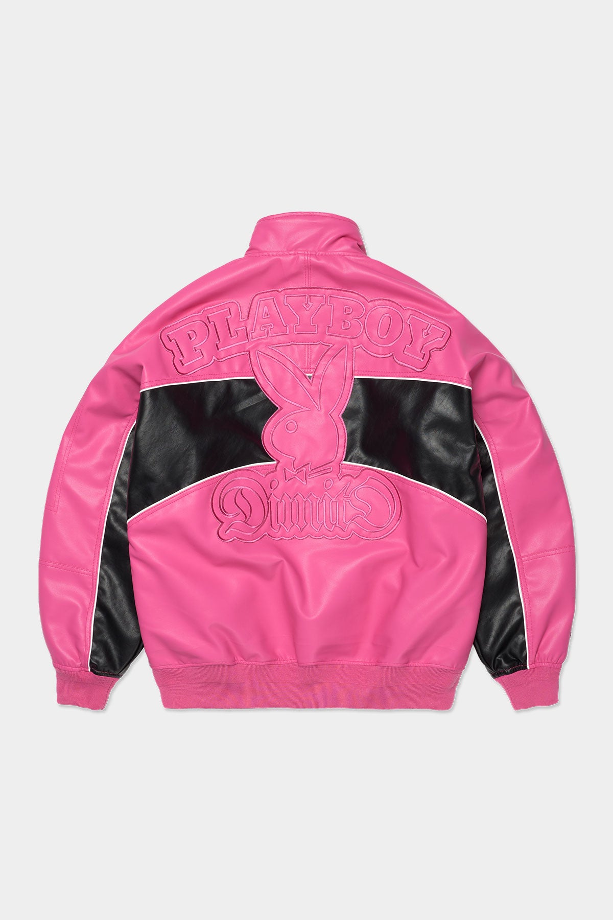 VERT [PLAYBOY x DIMITO] BLOCK FAUX LEATHER JACKET RUDE PINK