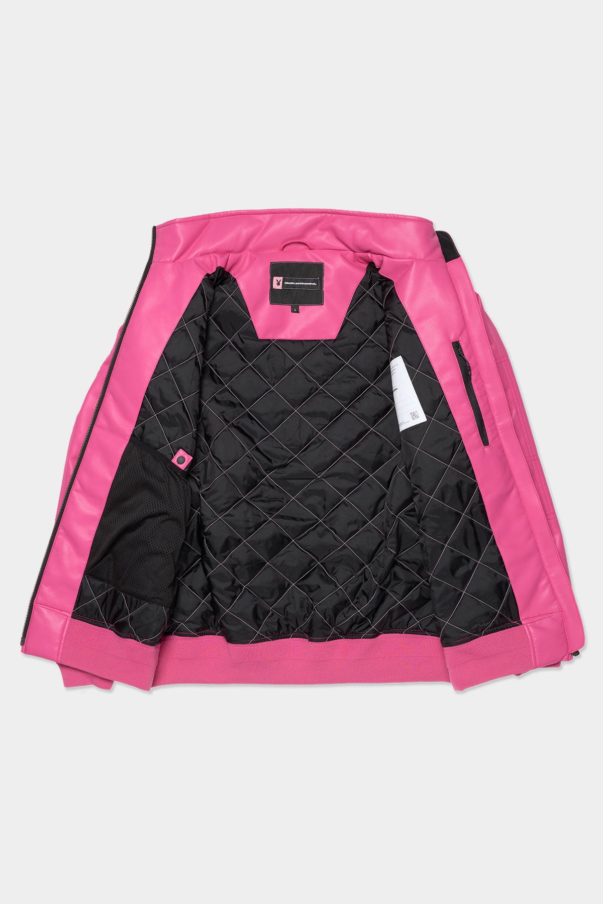 VERT [PLAYBOY x DIMITO] BLOCK FAUX LEATHER JACKET RUDE PINK