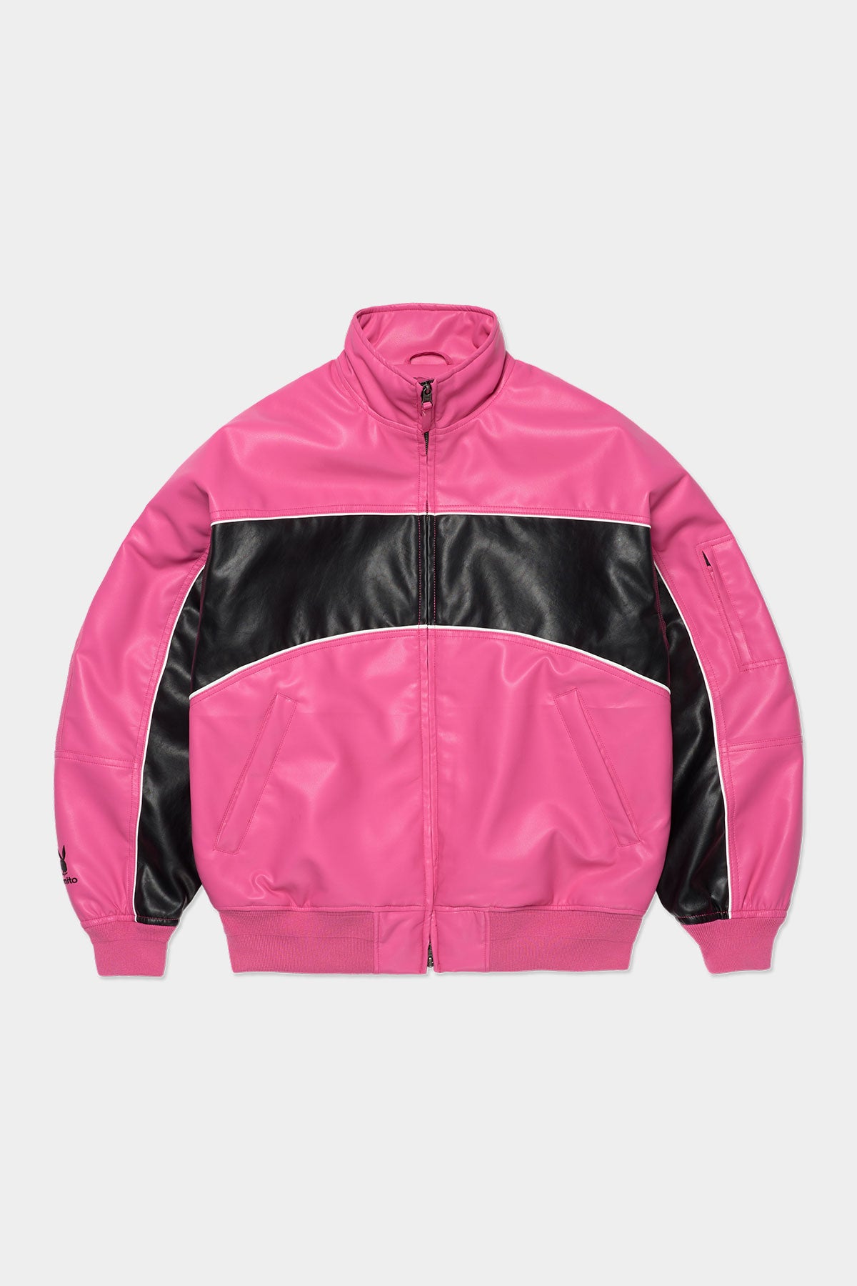 VERT [PLAYBOY x DIMITO] BLOCK FAUX LEATHER JACKET RUDE PINK