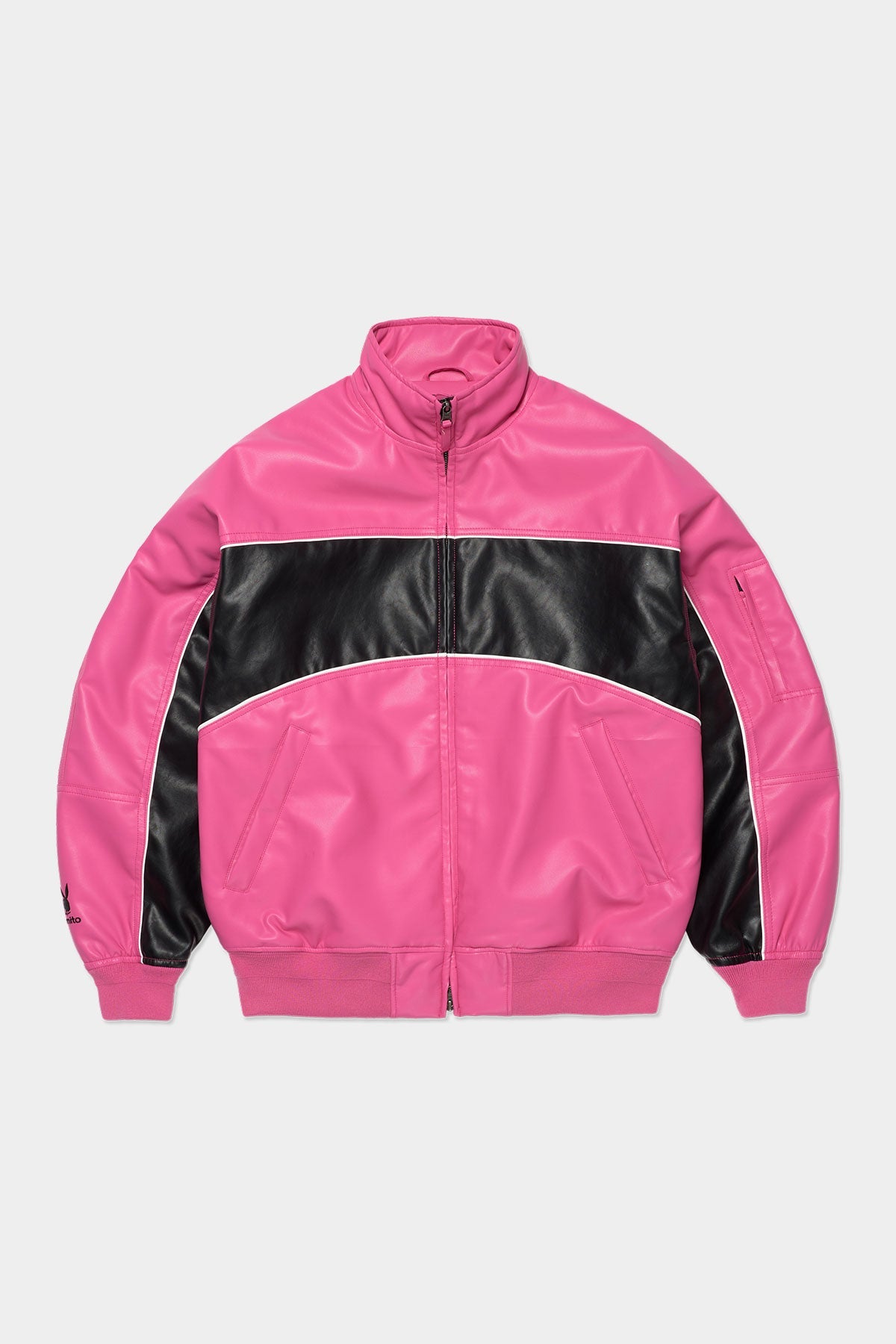 [PROMO] [PLAYBOY x DIMITO] BLOCK FAUX LEATHER JACKET RUDE PINK