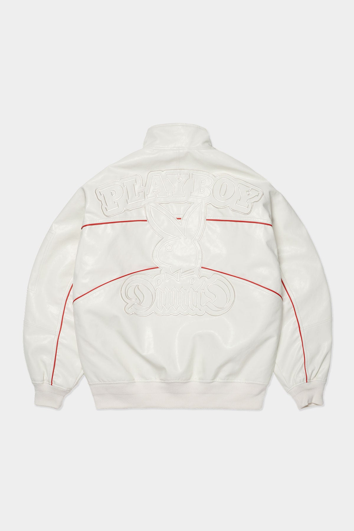 VERT [PLAYBOY x DIMITO] BLOCK FAUX LEATHER JACKET WHITE