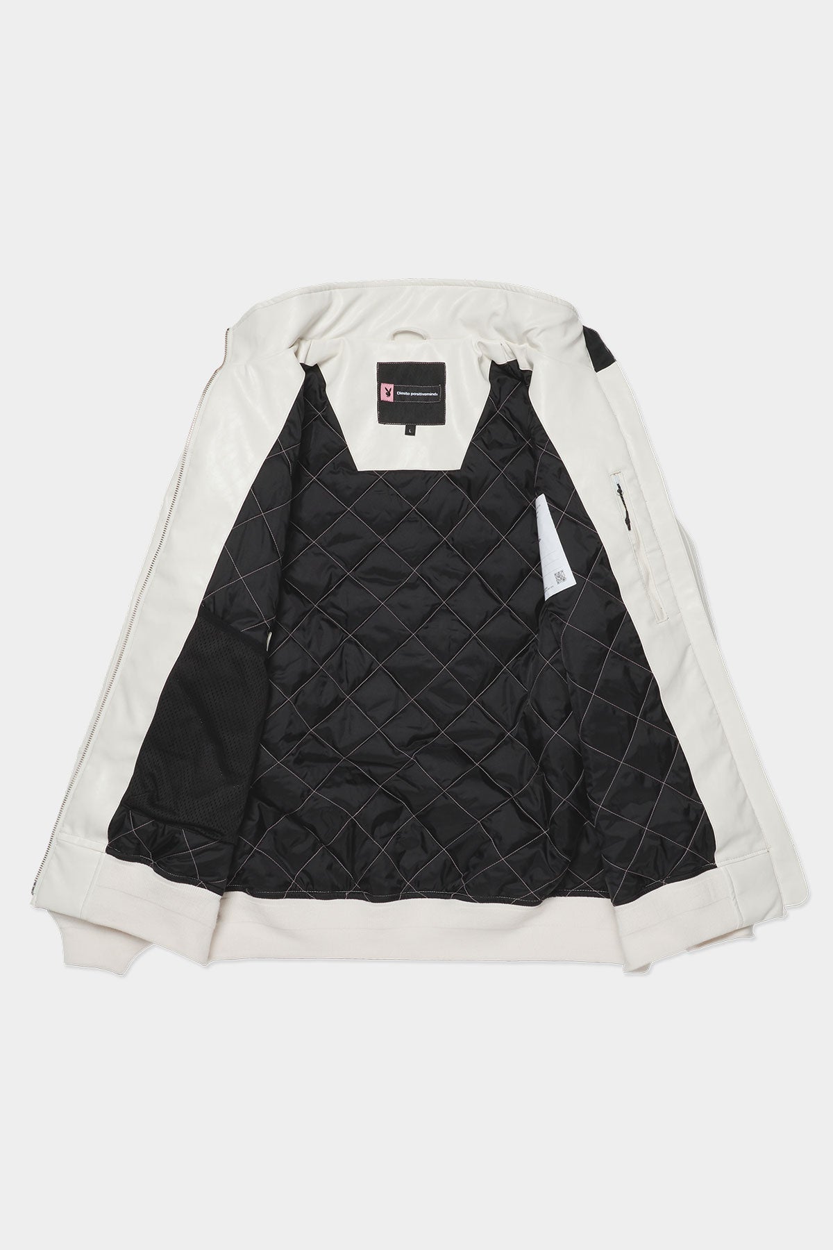 VERT [PLAYBOY x DIMITO] BLOCK FAUX LEATHER JACKET WHITE