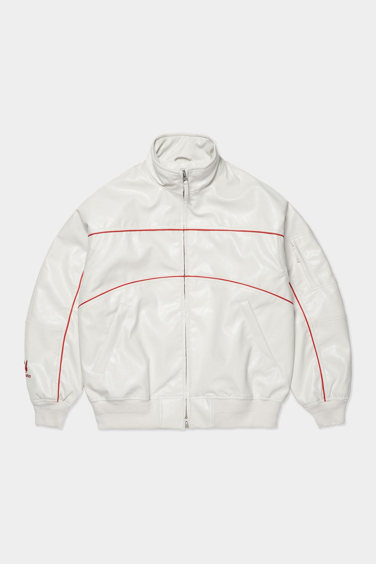 VERT [PLAYBOY x DIMITO] BLOCK FAUX LEATHER JACKET WHITE