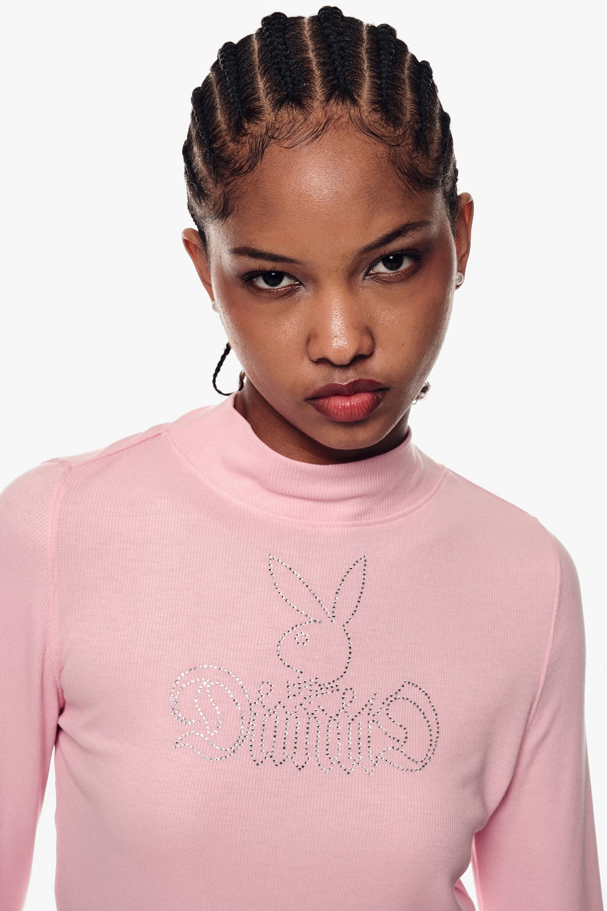 [PROMO] [PLAYBOY x DIMITO] BUNNY CHARMSTONE NECK TOP BABY PINK