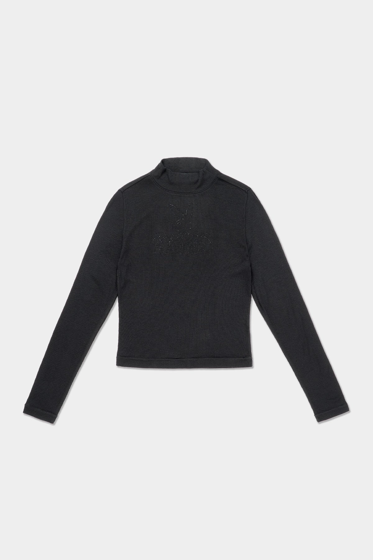VERT [PLAYBOY x DIMITO] BUNNY CHARMSTONE NECK TOP BLACK