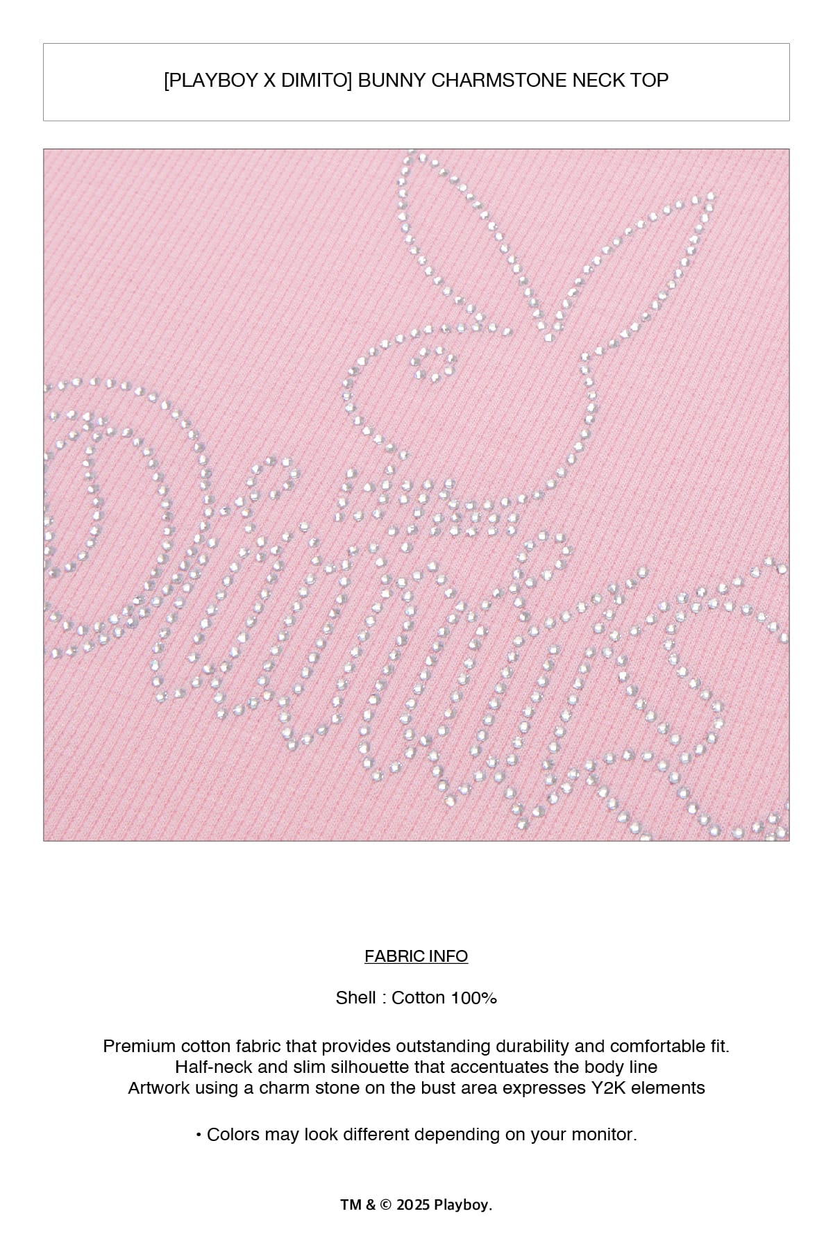 [INVITED] [PLAYBOY x DIMITO] BUNNY CHARMSTONE NECK TOP BLACK