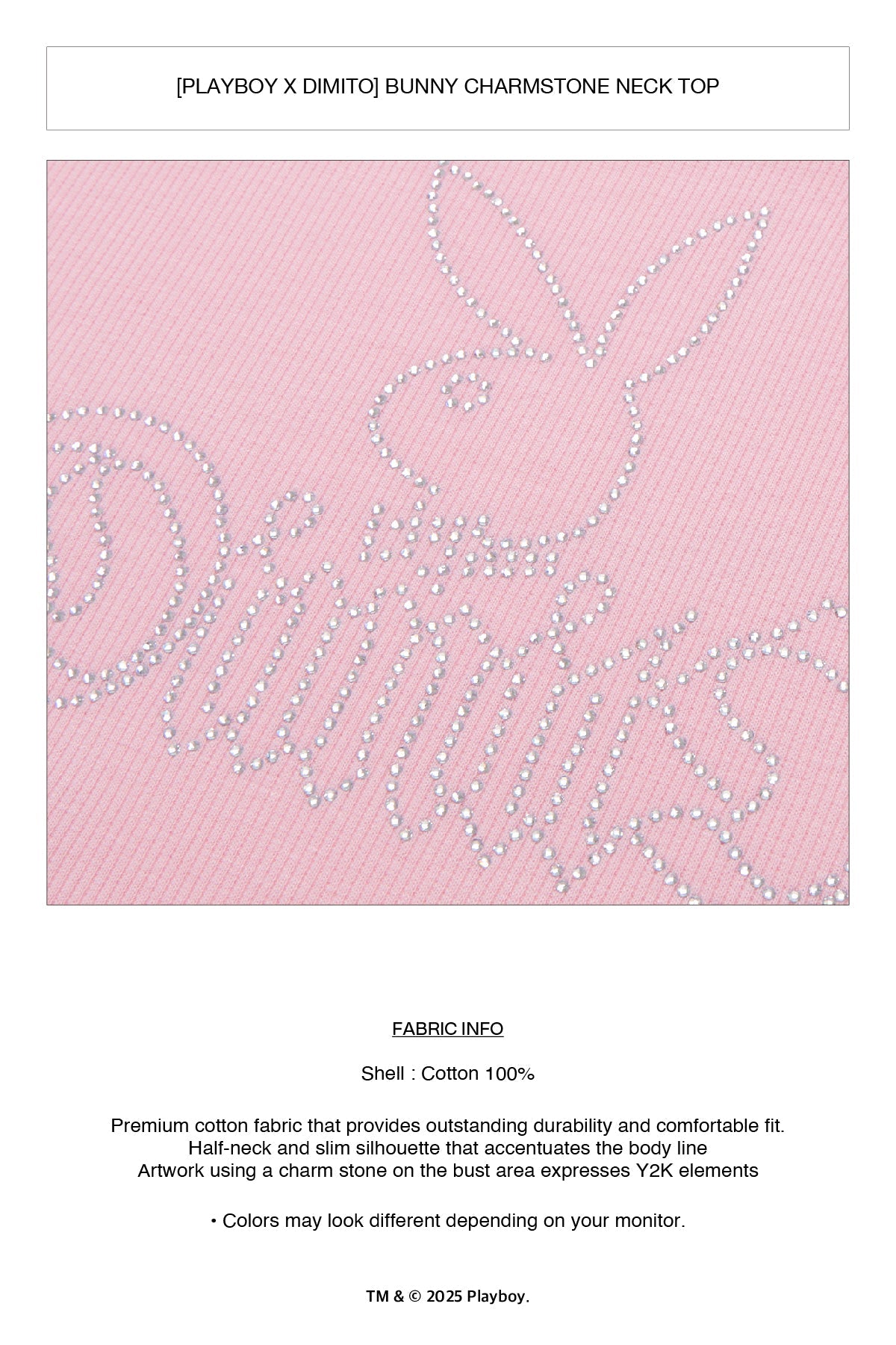 [INVITED] [PLAYBOY x DIMITO] BUNNY CHARMSTONE NECK TOP WHITE