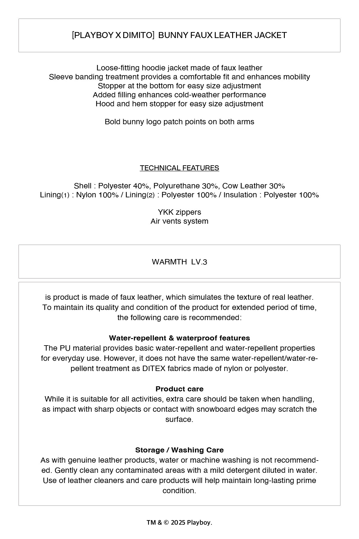 VERT [PLAYBOY x DIMITO] BUNNY FAUX LEATHER JACKET BLACK