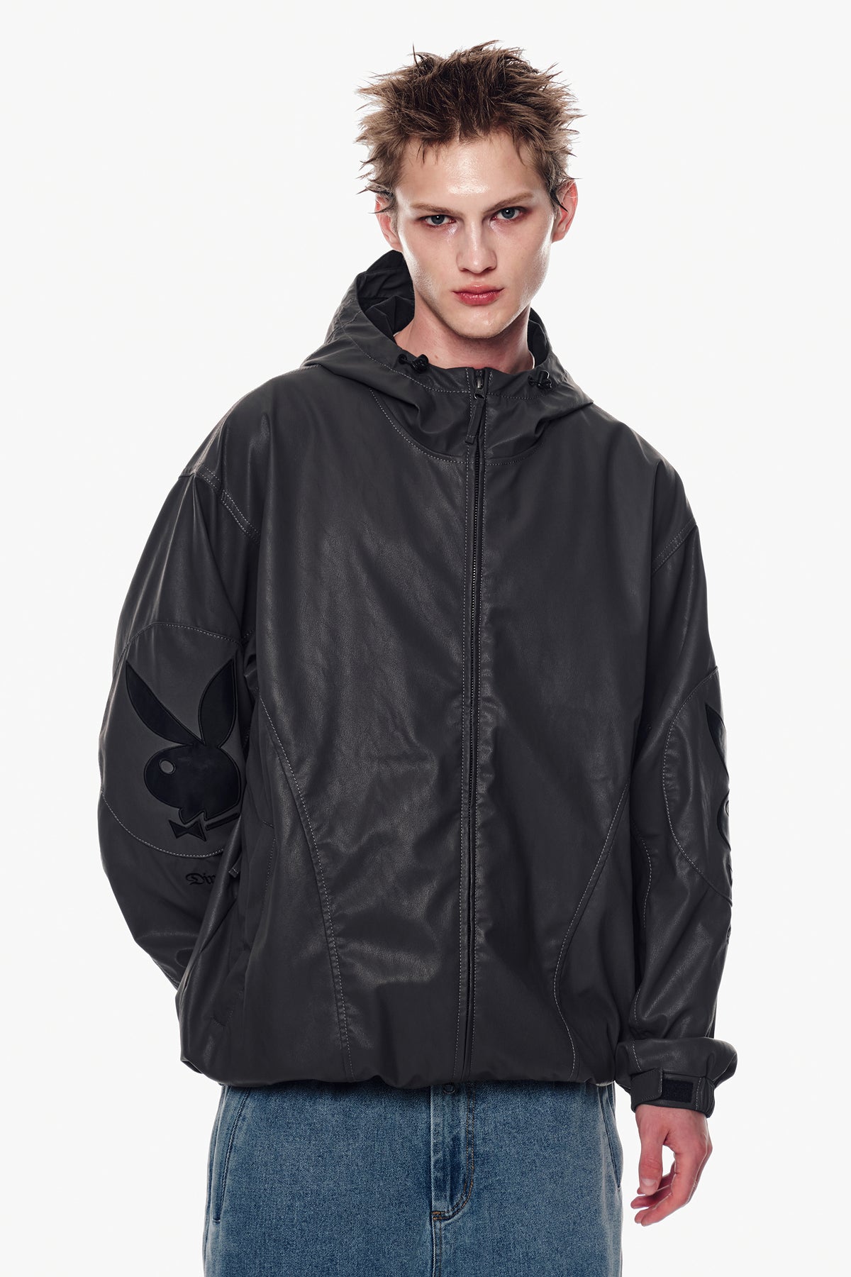 [INVITED] [PLAYBOY x DIMITO] BUNNY FAUX LEATHER JACKET RABBIT