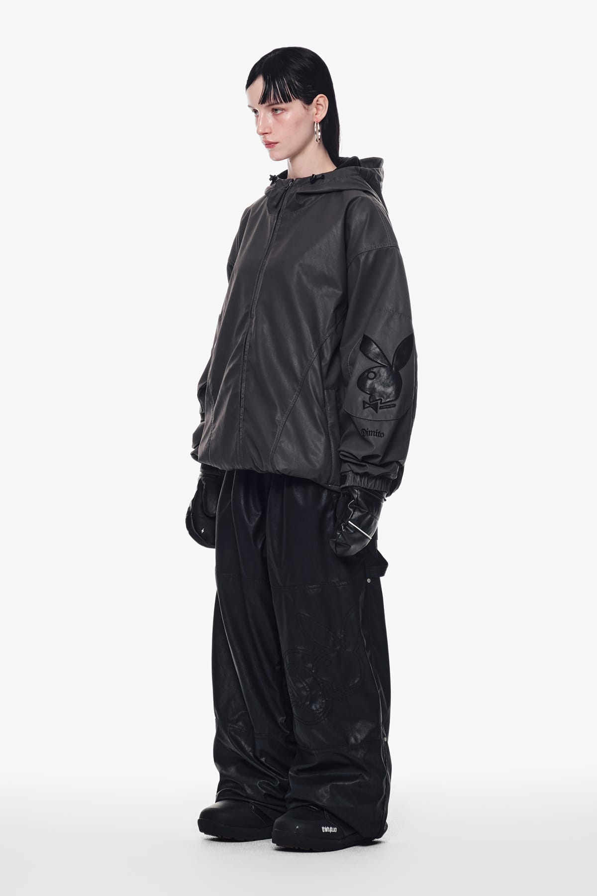 [INVITED] [PLAYBOY x DIMITO] BUNNY FAUX LEATHER JACKET RABBIT