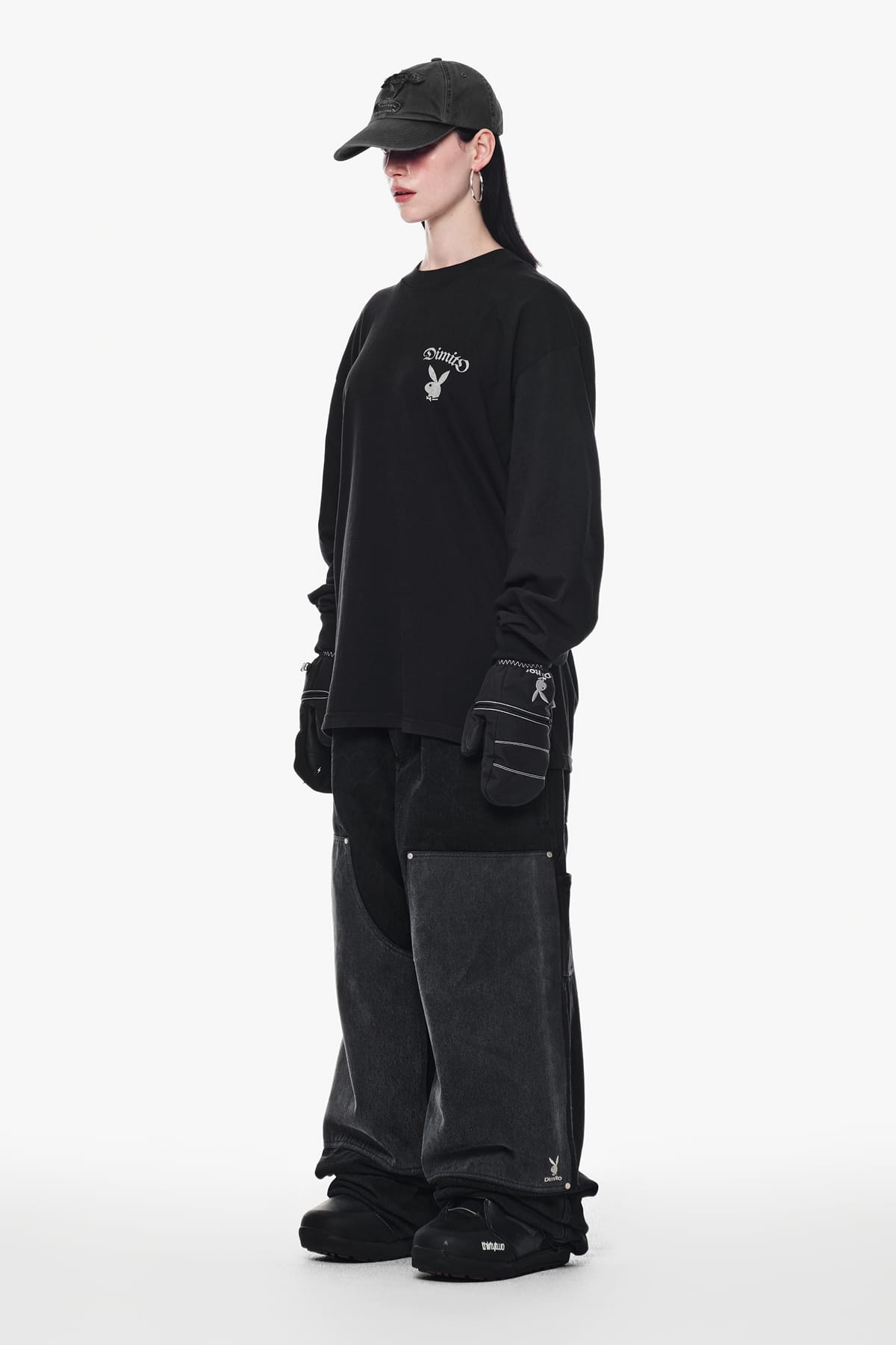 [INVITED] [PLAYBOY x DIMITO] BUNNY GRAPHIC LSV GD 6.5OZ TEE BLACK