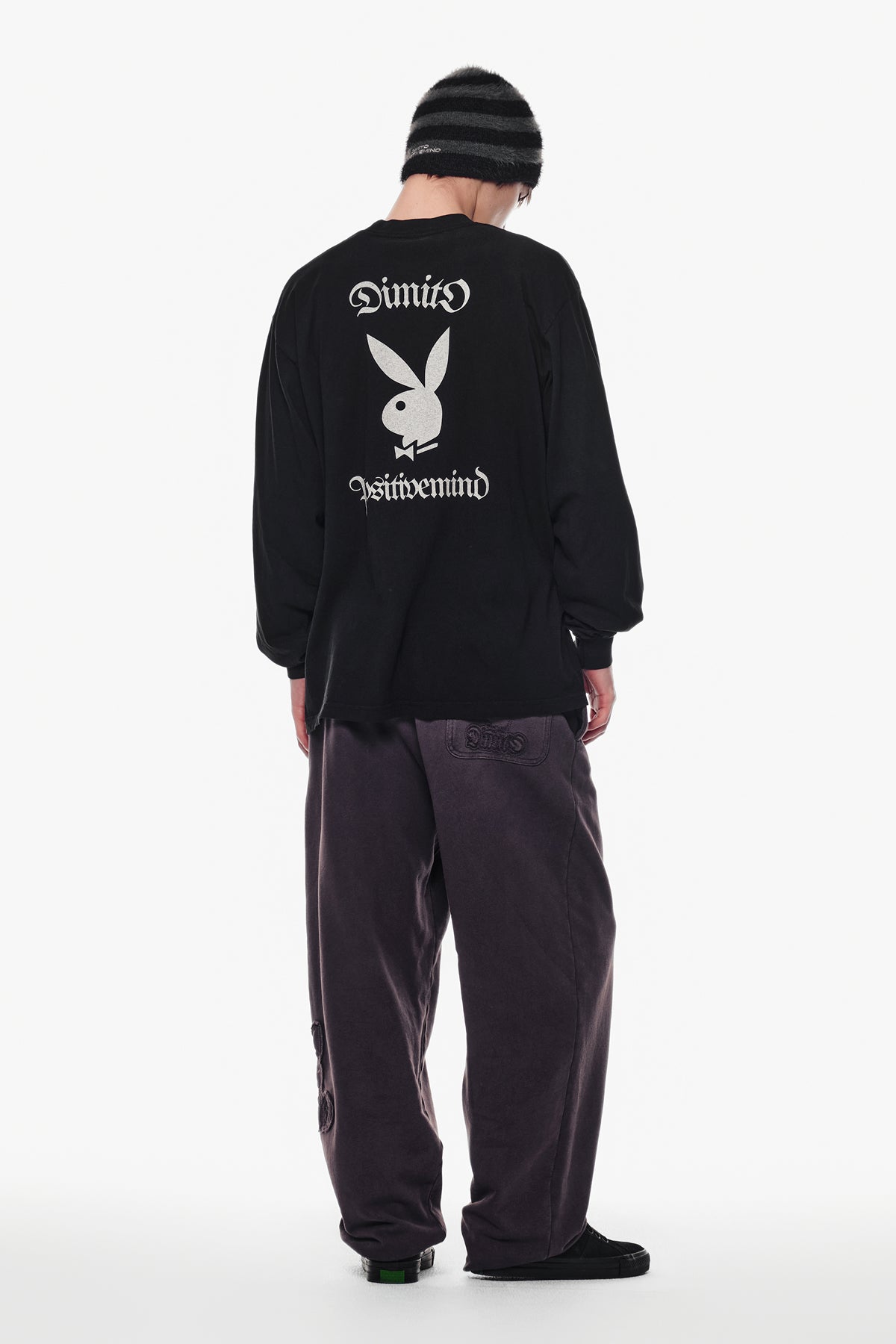 VERT [PLAYBOY x DIMITO] BUNNY GRAPHIC LSV GD 6.5OZ TEE BLACK