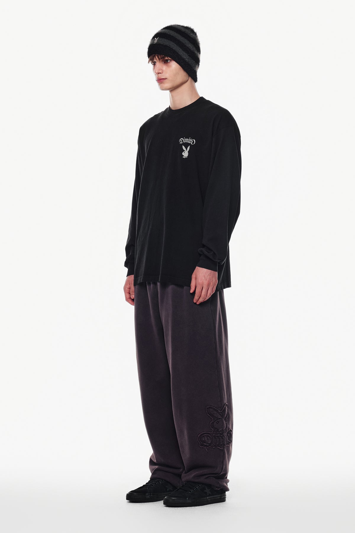 [INVITED] [PLAYBOY x DIMITO] BUNNY GRAPHIC LSV GD 6.5OZ TEE BLACK