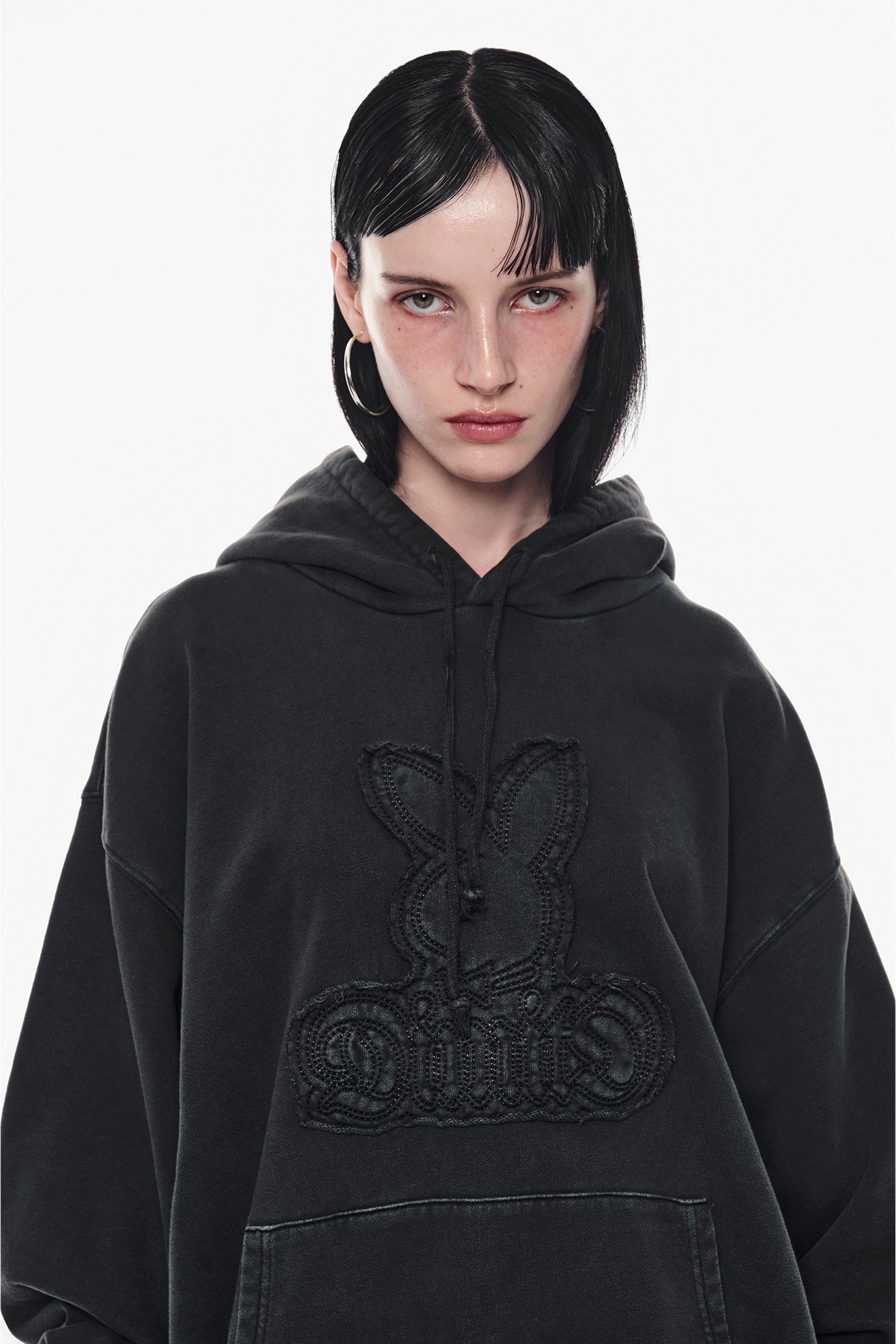 VERT [PLAYBOY x DIMITO] BUNNY HOODIE WASHED BLACK