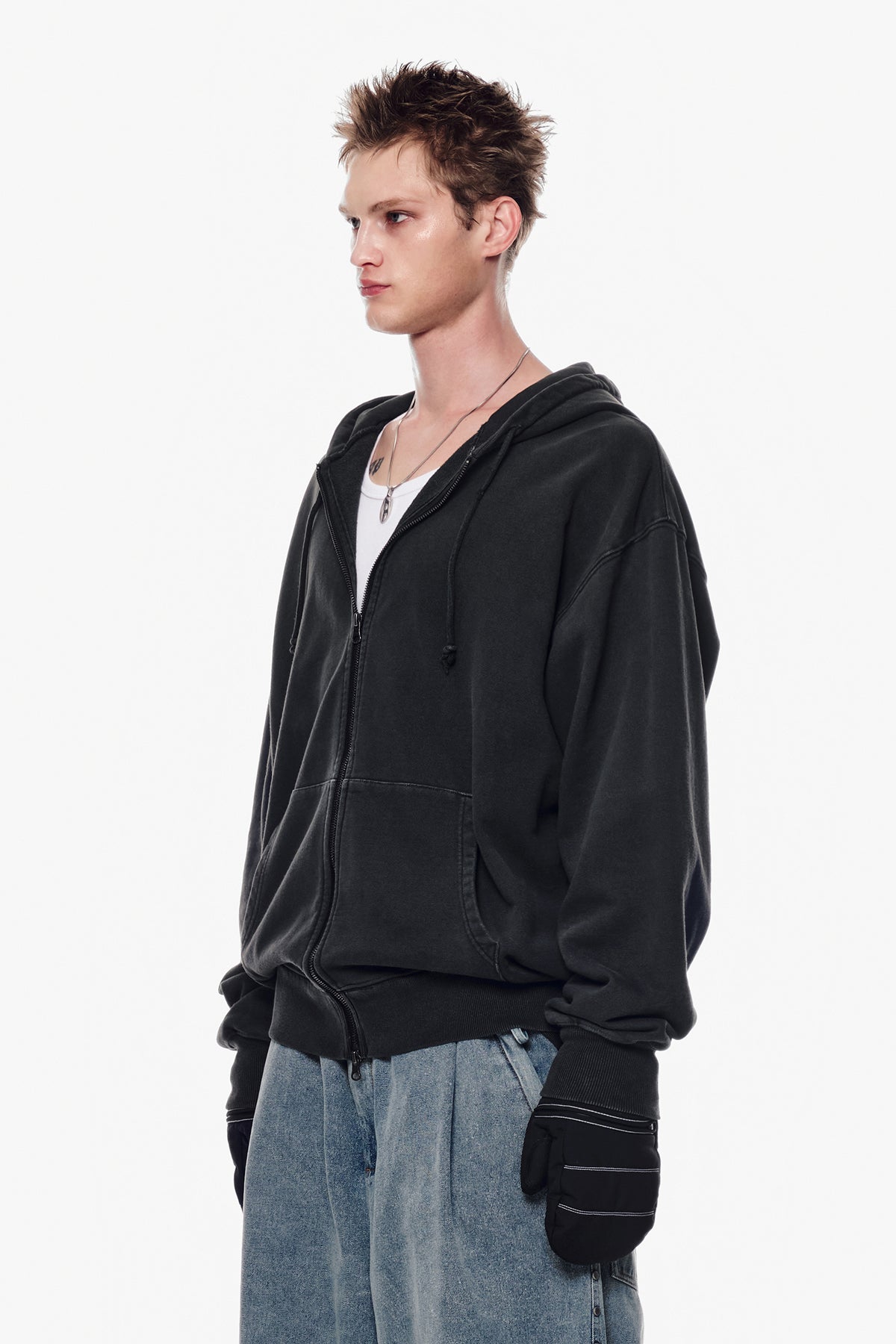 VERT [PLAYBOY x DIMITO] BUNNY ZIP HOODIE WASHED BLACK