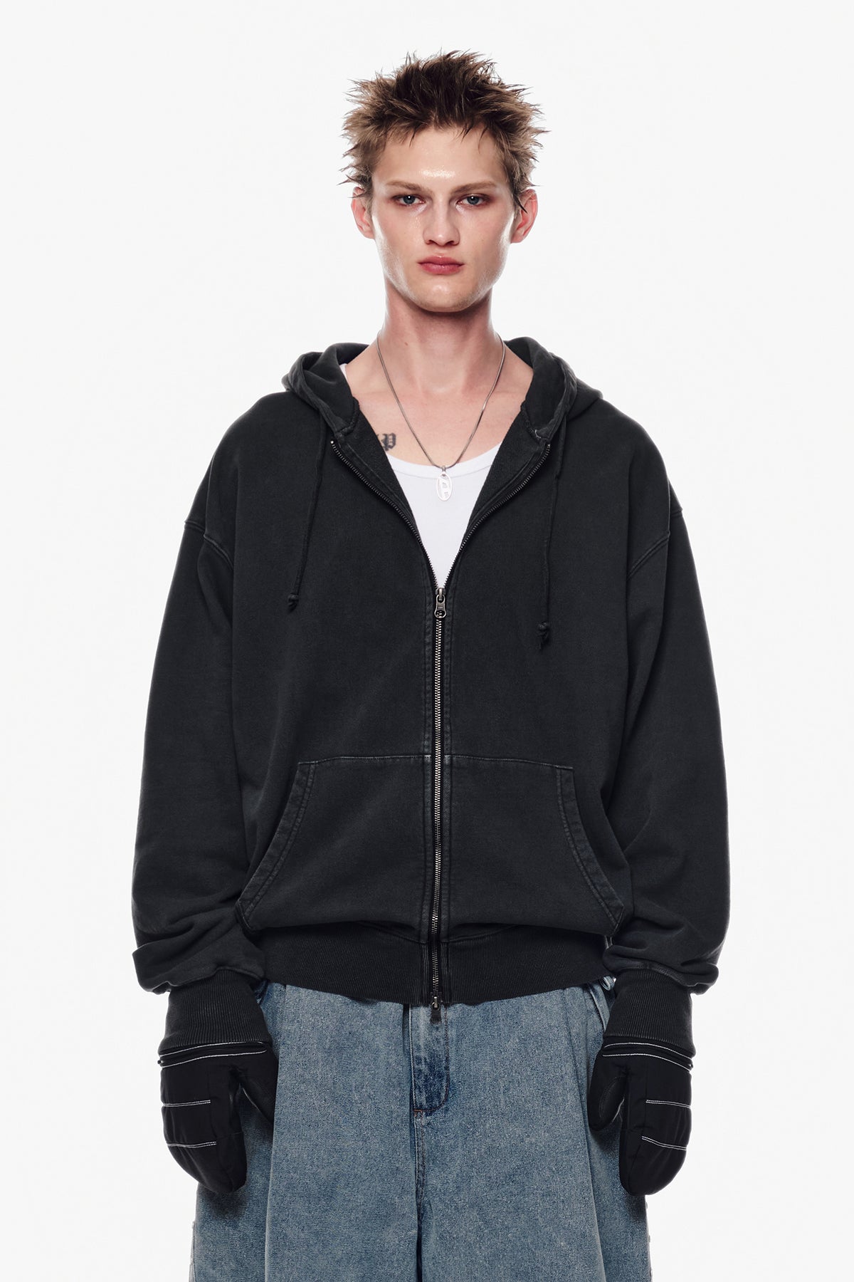 VERT [PLAYBOY x DIMITO] BUNNY ZIP HOODIE WASHED BLACK