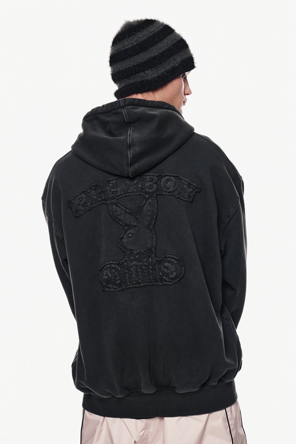 VERT [PLAYBOY x DIMITO] BUNNY ZIP HOODIE WASHED BLACK