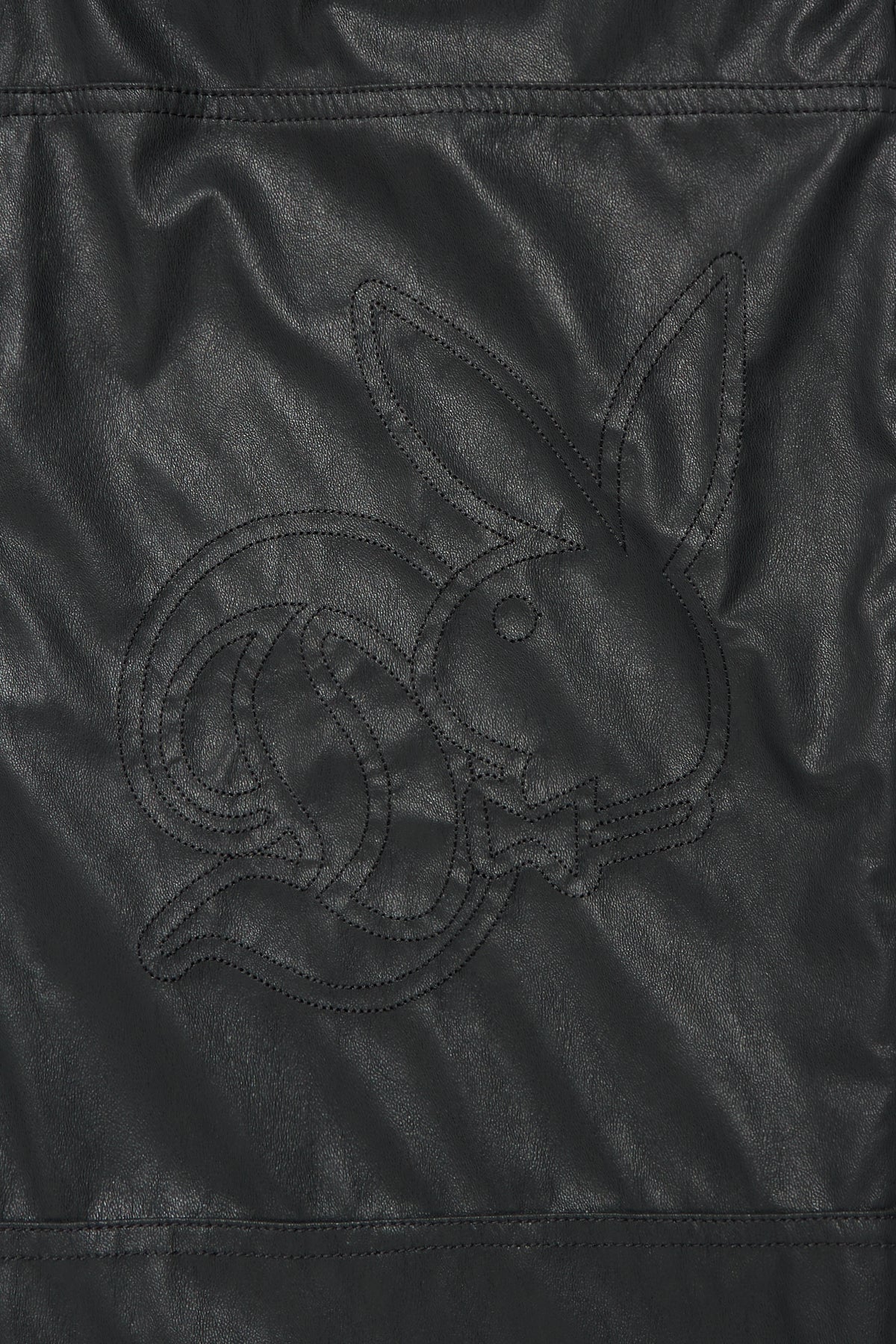 VERT [PLAYBOY x DIMITO] CARPENTER FAUX LEATHER PANTS (WIDE FIT LV.2) BLACK