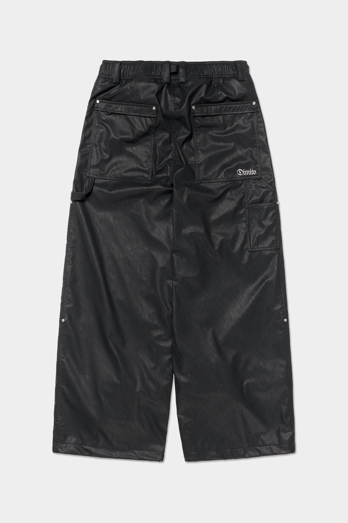 VERT [PLAYBOY x DIMITO] CARPENTER FAUX LEATHER PANTS (WIDE FIT LV.2) BLACK