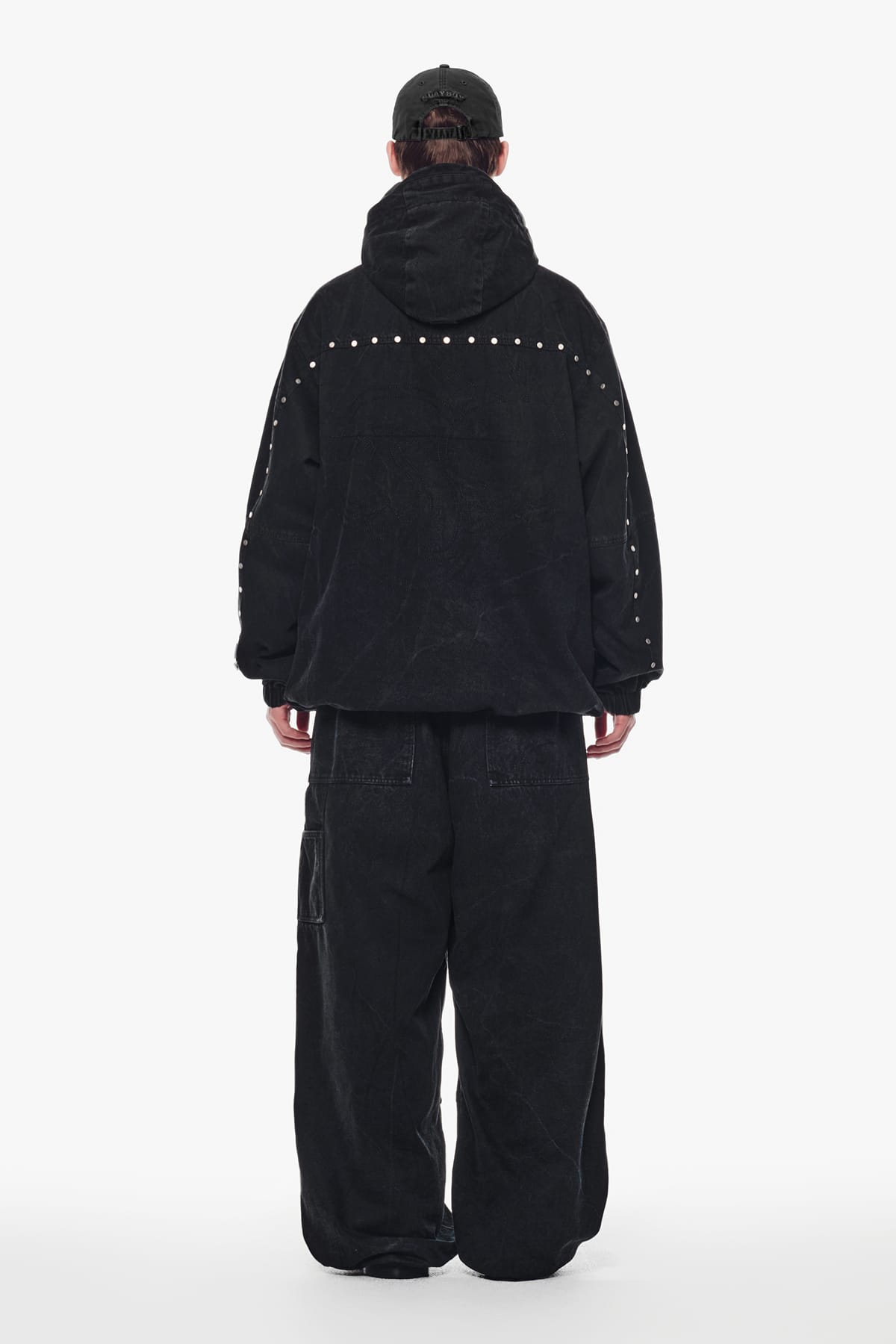 [INVITED] [PLAYBOY x DIMITO] DOUBLE KNEE DENIM PANTS (WIDE FIT LV.2) WASHED BLACK
