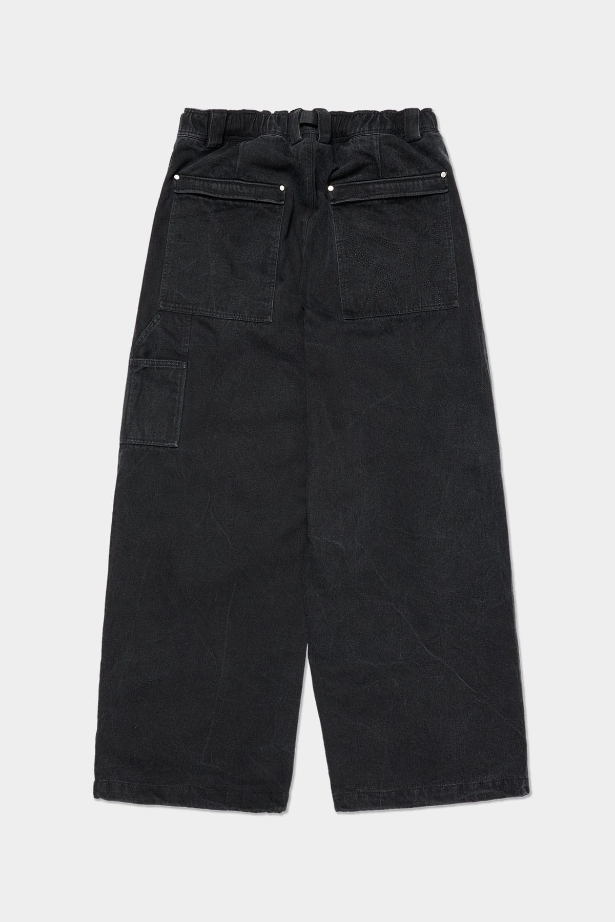 [INVITED] [PLAYBOY x DIMITO] DOUBLE KNEE DENIM PANTS (WIDE FIT LV.2) WASHED BLACK