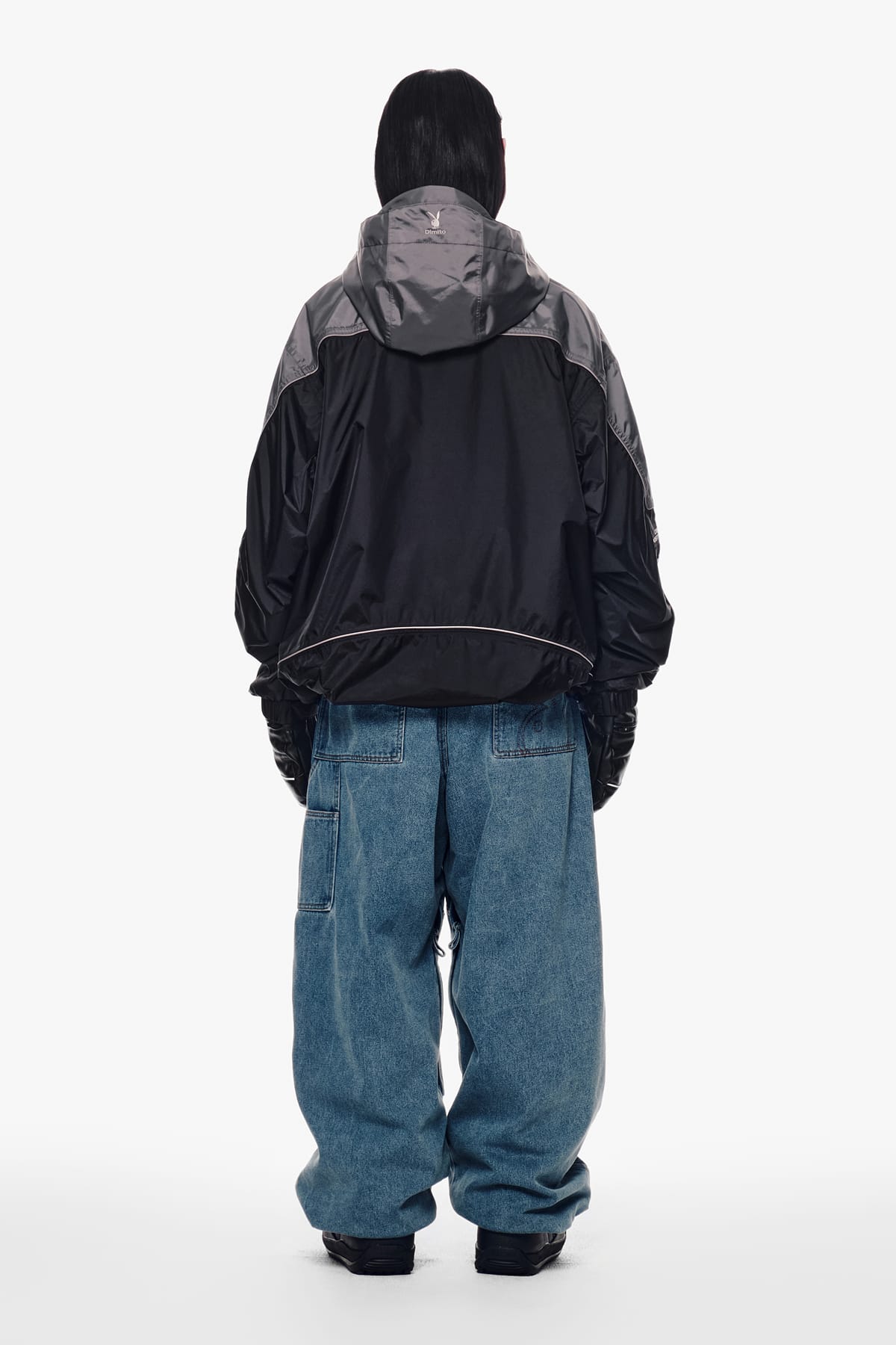 [INVITED] [PLAYBOY x DIMITO] DOUBLE KNEE DENIM PANTS (WIDE FIT LV.2) WASHED BLUE