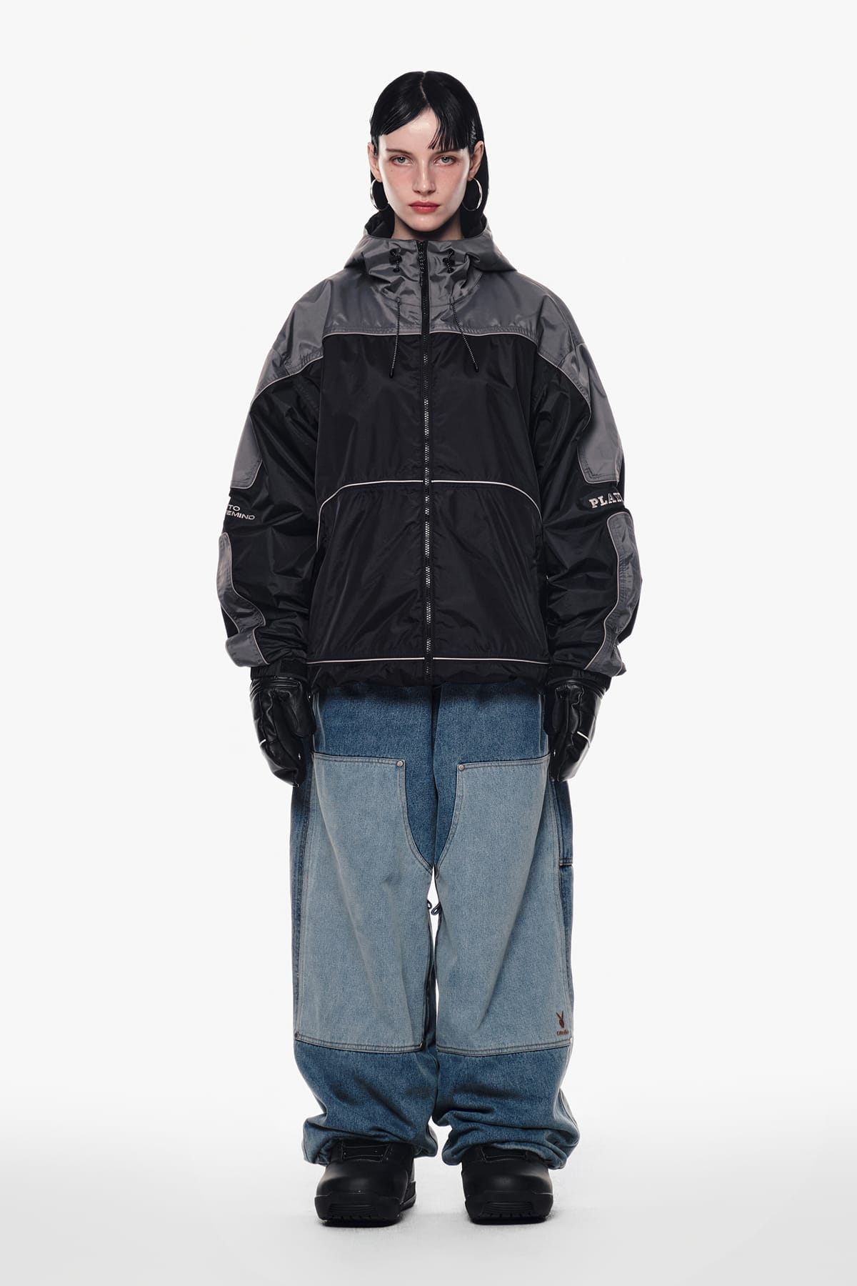 [INVITED] [PLAYBOY x DIMITO] DOUBLE KNEE DENIM PANTS (WIDE FIT LV.2) WASHED BLUE