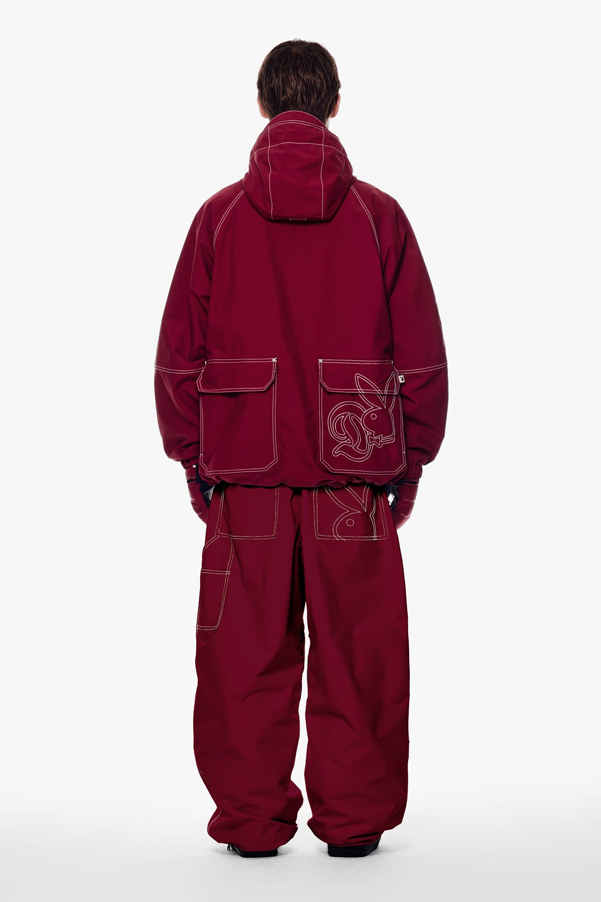 [INVITED] [PLAYBOY x DIMITO] DOUBLE KNEE PANTS (WIDE FIT LV.2) DARK RED