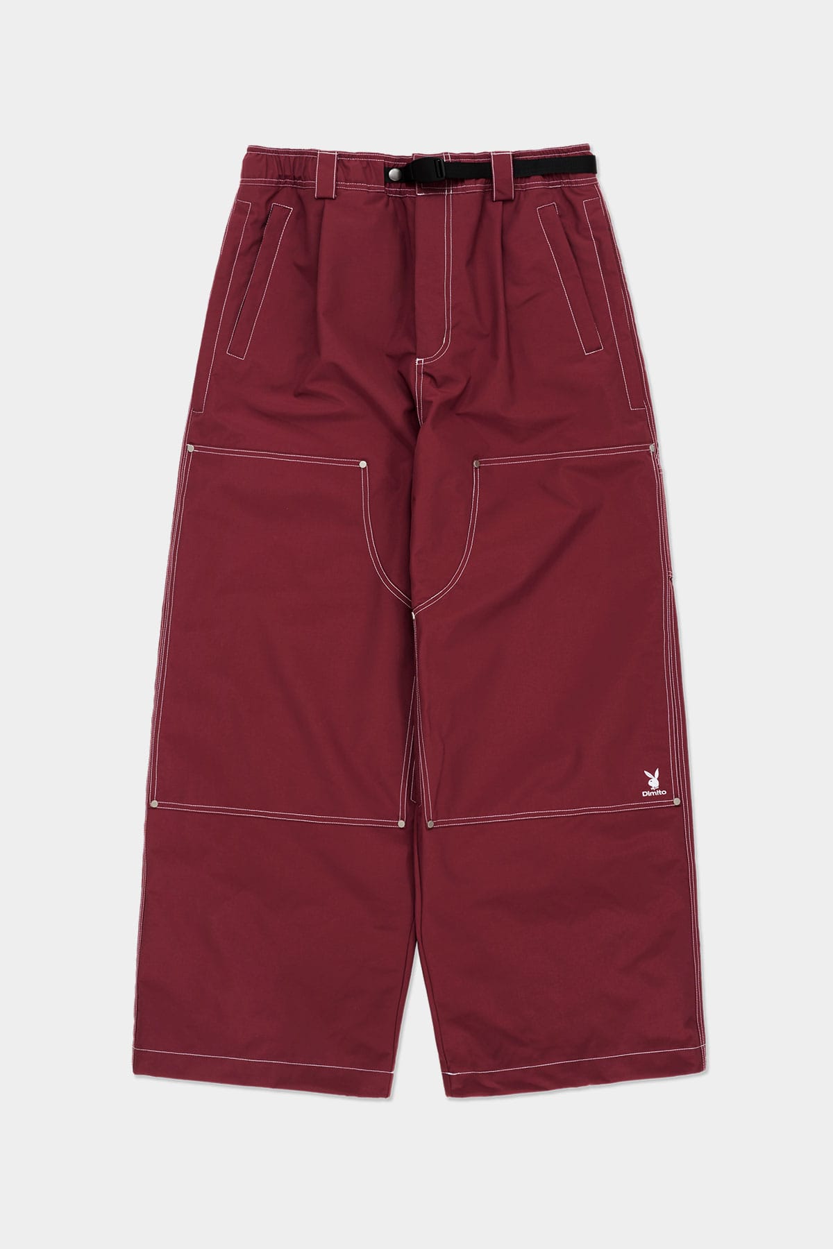 [INVITED] [PLAYBOY x DIMITO] DOUBLE KNEE PANTS (WIDE FIT LV.2) DARK RED