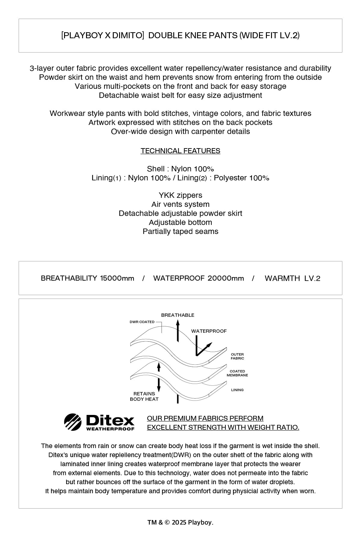 [INVITED] [PLAYBOY x DIMITO] DOUBLE KNEE PANTS (WIDE FIT LV.2) DARK RED