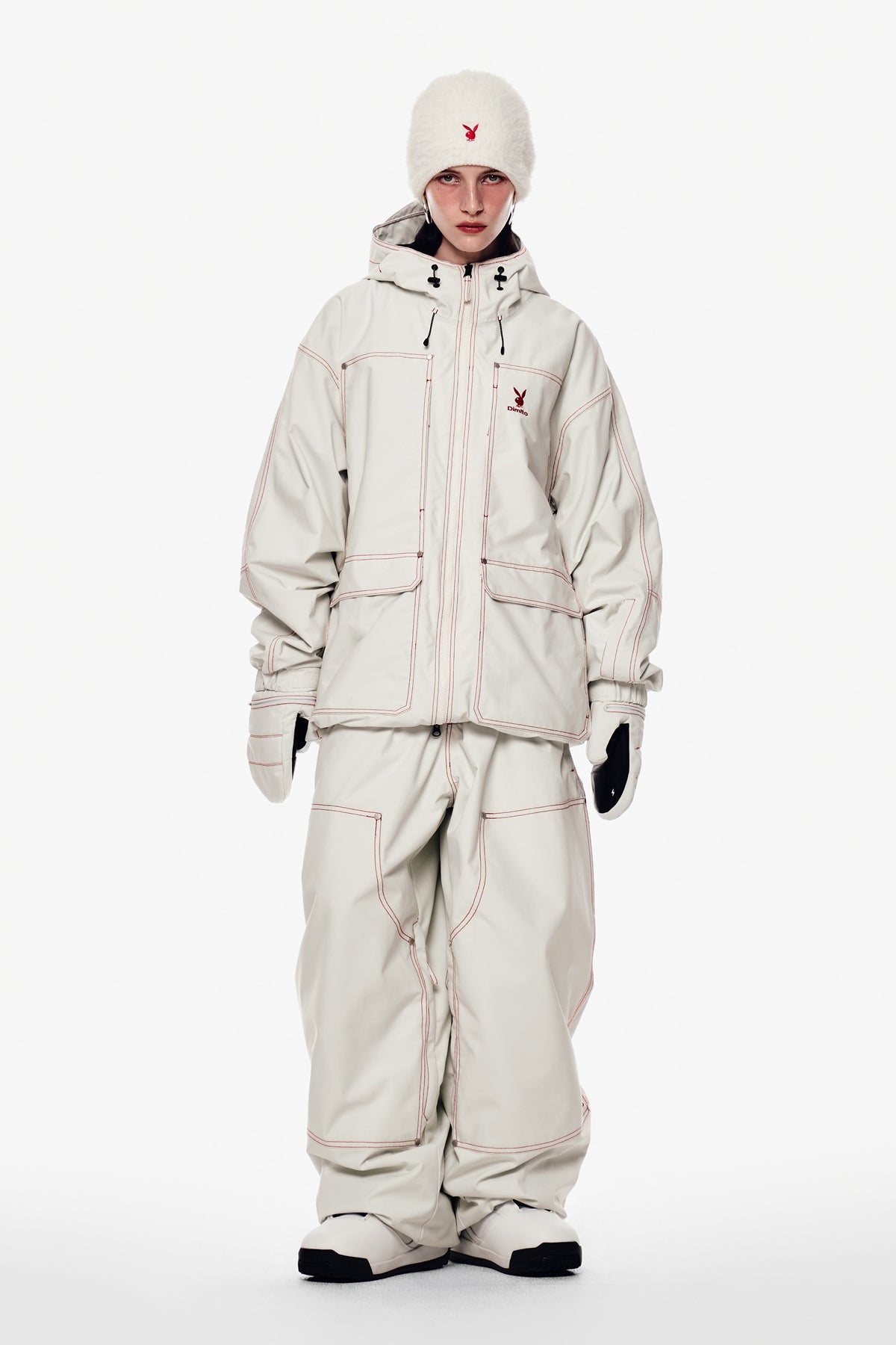 [PROMO] [PLAYBOY x DIMITO] DOUBLE KNEE PANTS (WIDE FIT LV.2) OFF WHITE