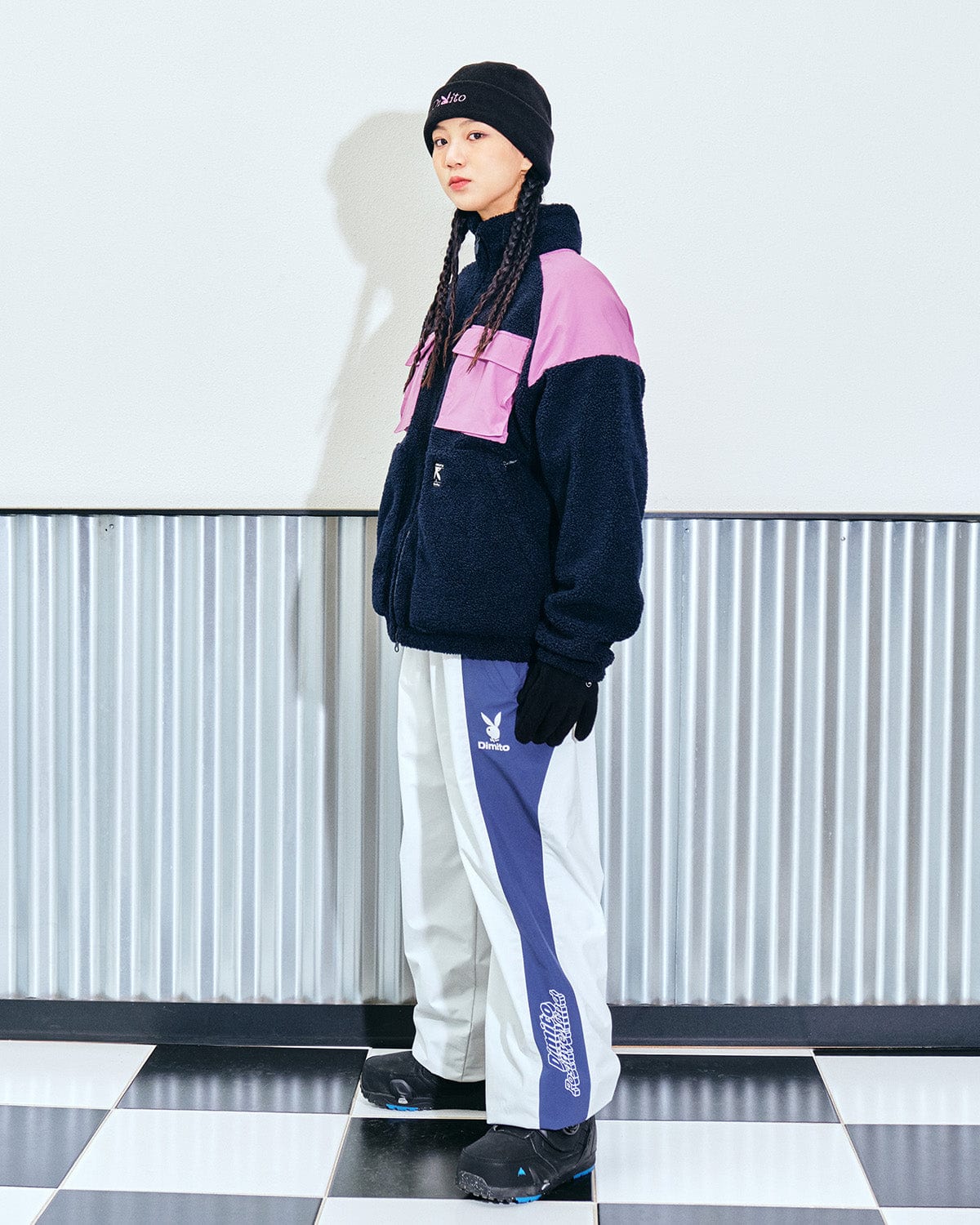 [INVITED] (PLAYBOY X DIMITO) FLEECE JACKET NAVY