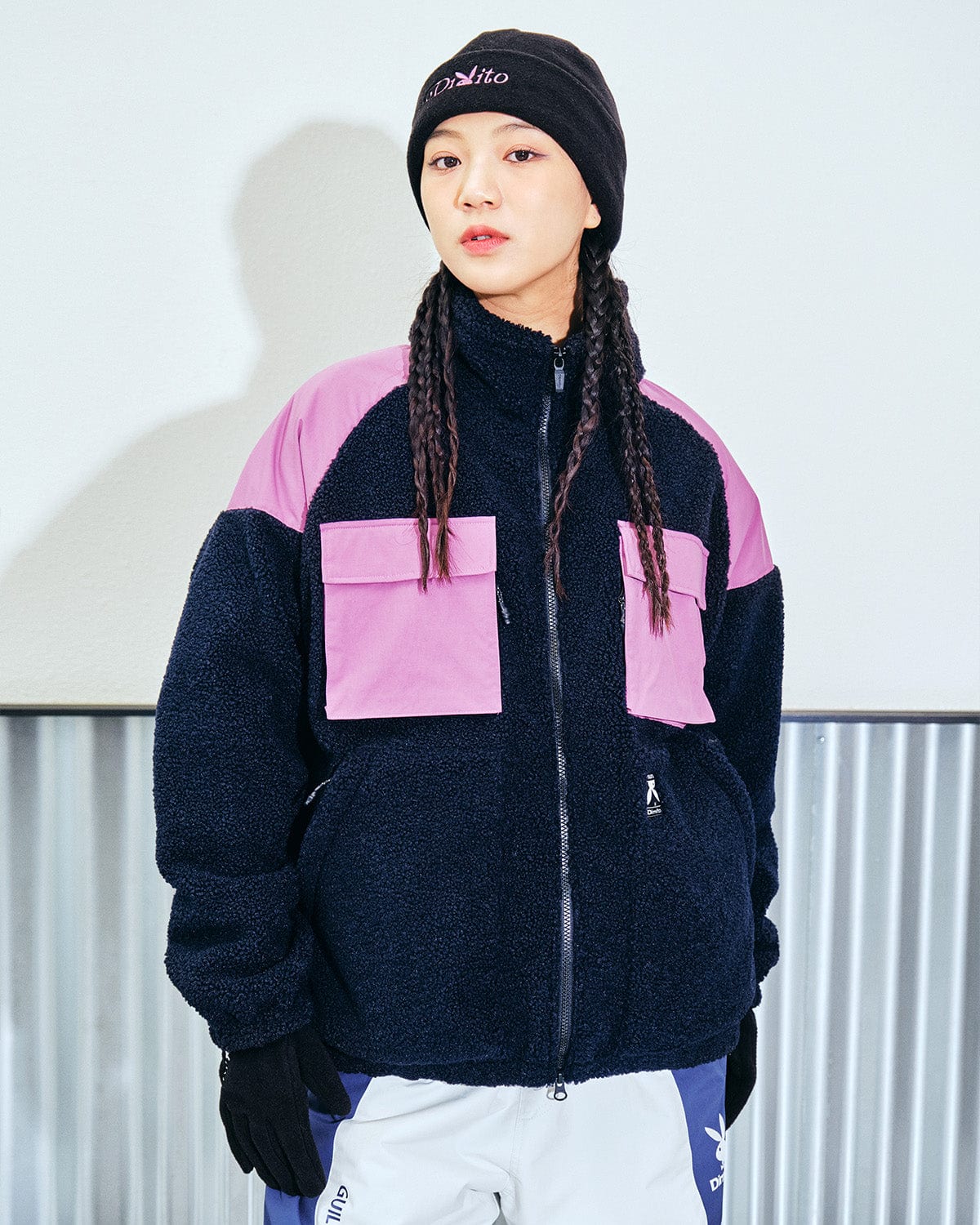 [INVITED] (PLAYBOY X DIMITO) FLEECE JACKET NAVY