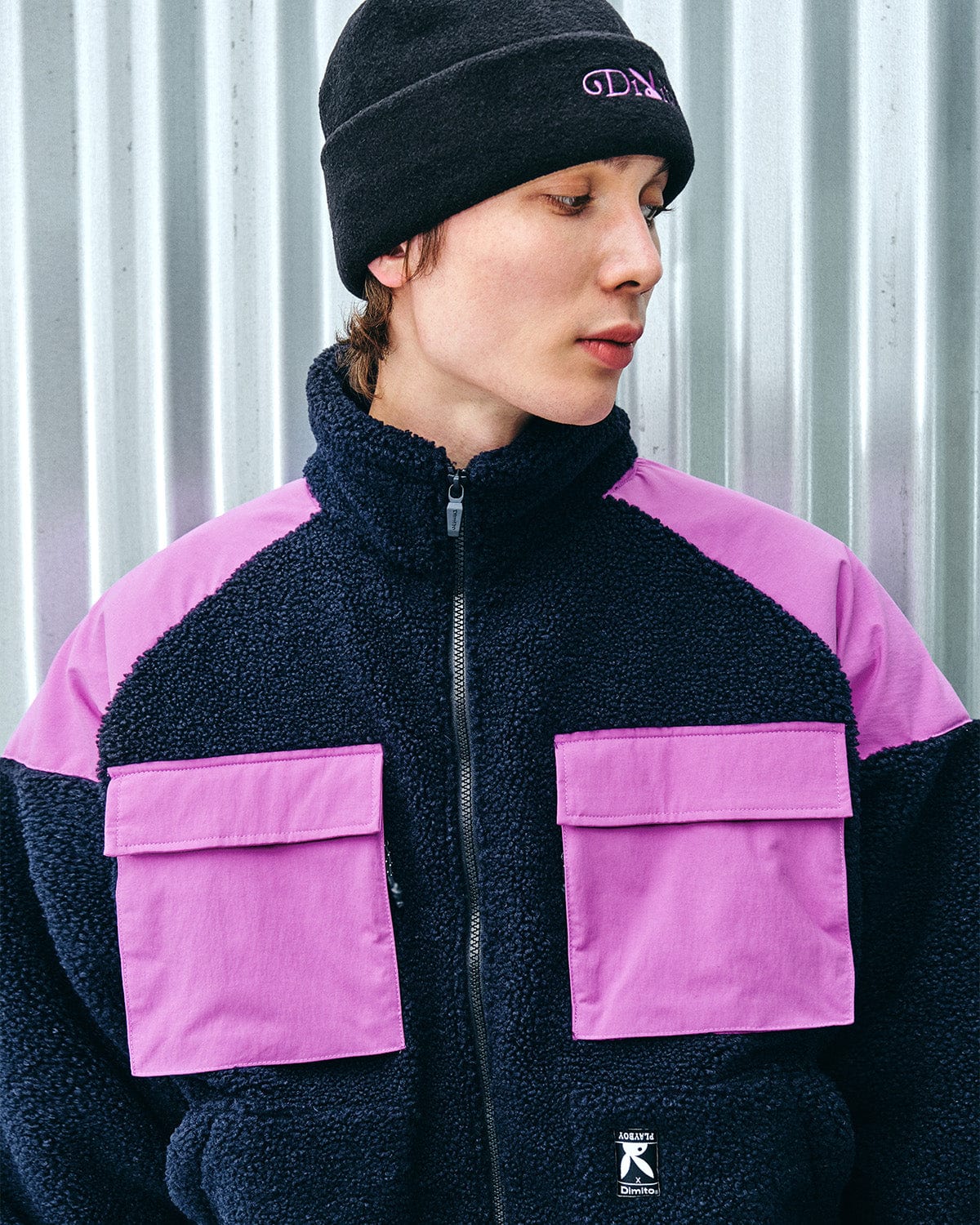 [INVITED] (PLAYBOY X DIMITO) FLEECE JACKET NAVY