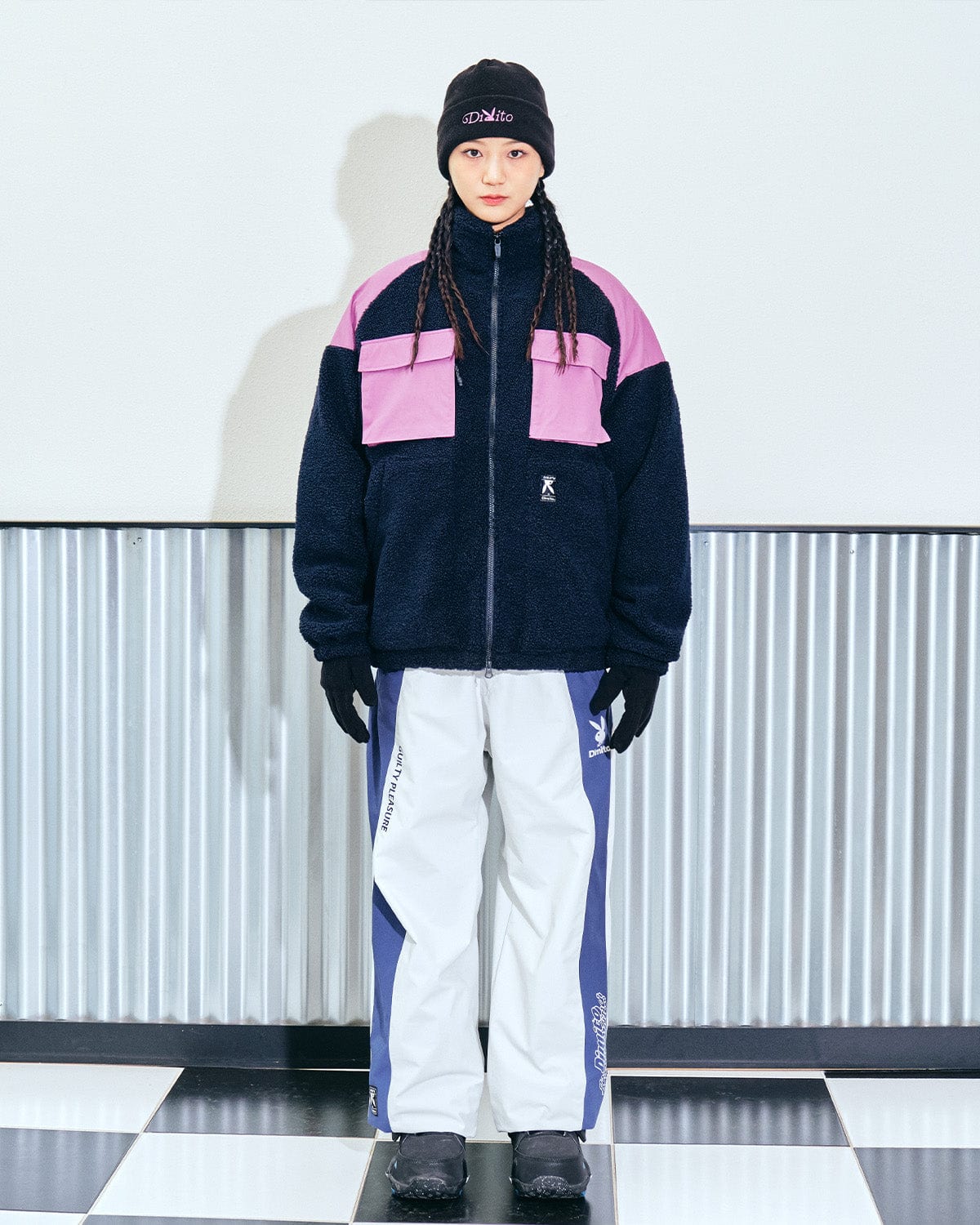 [INVITED] (PLAYBOY X DIMITO) FLEECE JACKET NAVY