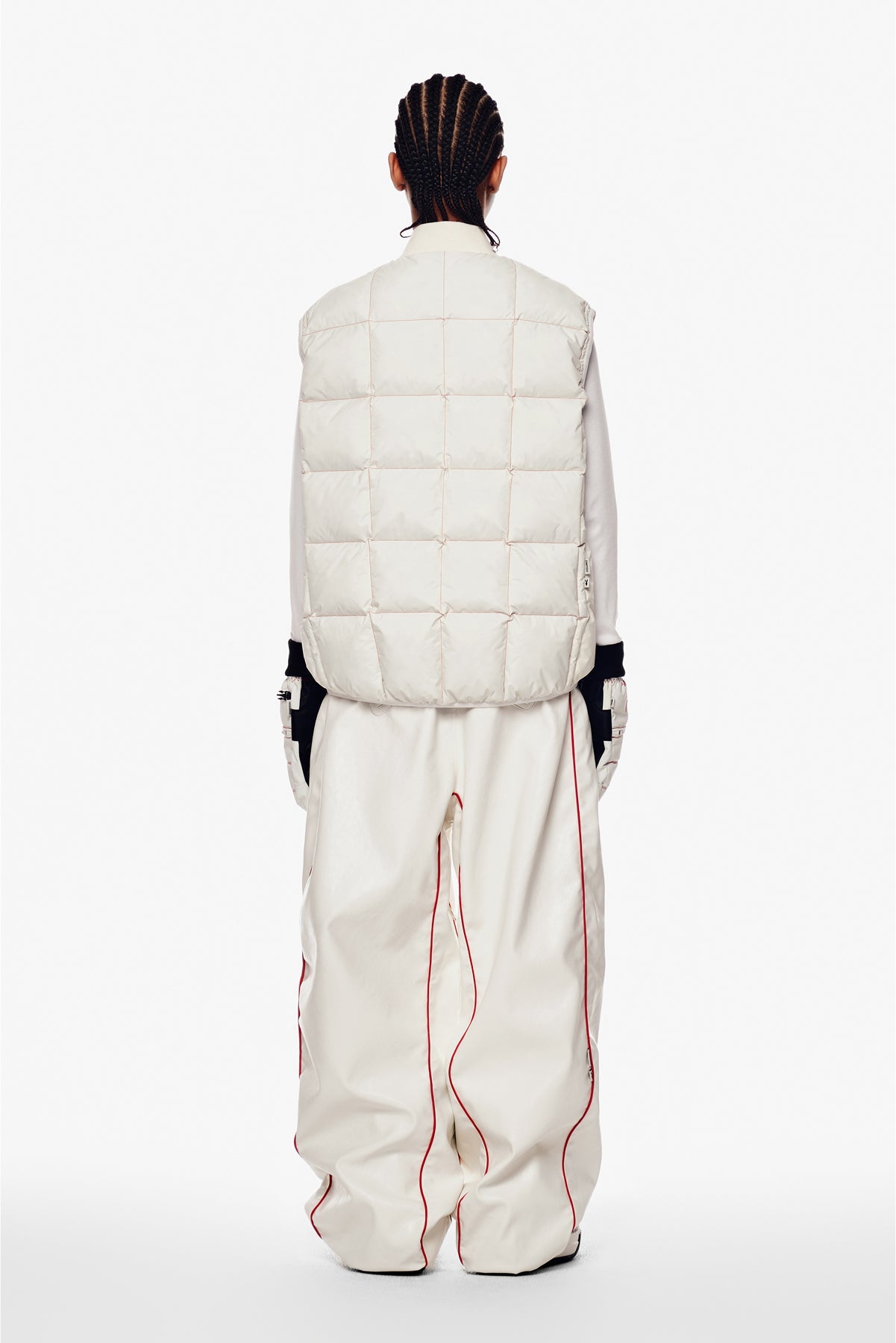 [INVITED] [PLAYBOY x DIMITO] PIPING BANDED FAUX LEATHER PANTS (WIDE FIT LV.2) WHITE