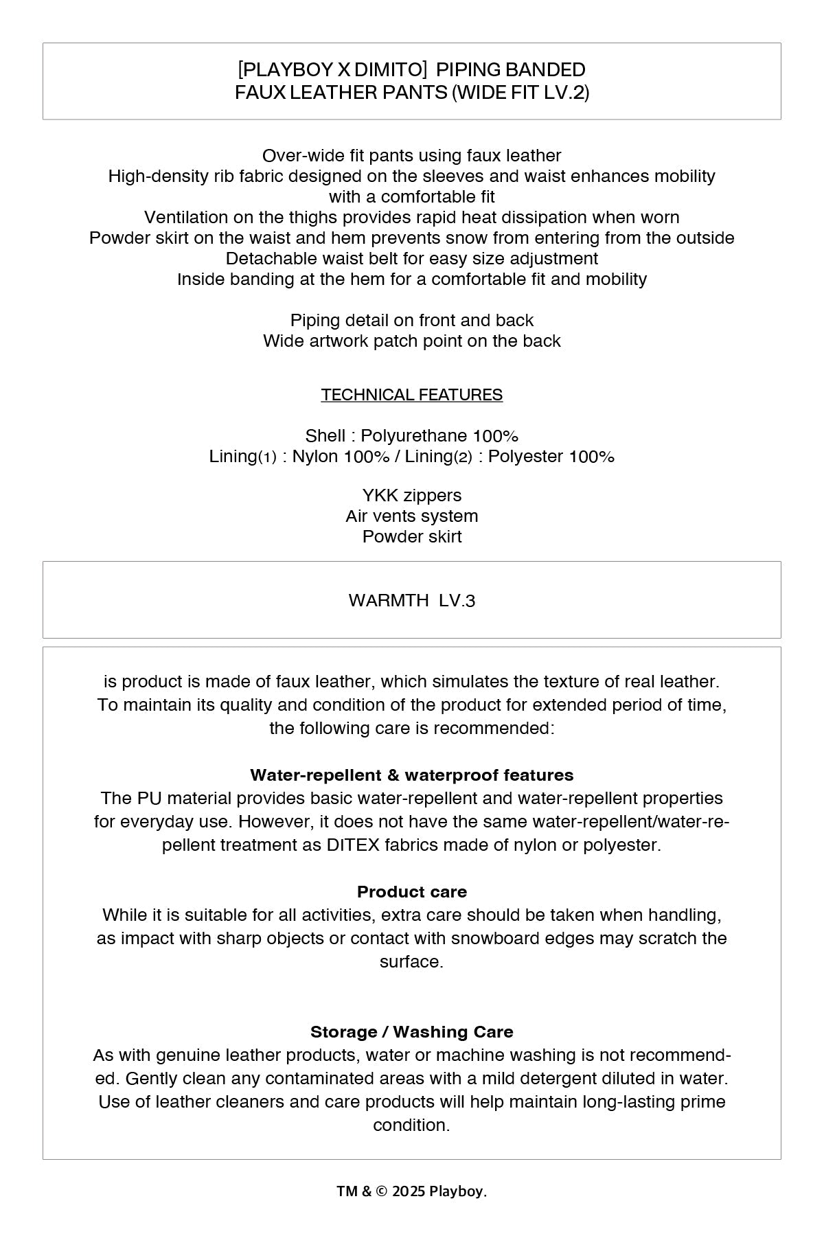 [INVITED] [PLAYBOY x DIMITO] PIPING BANDED FAUX LEATHER PANTS (WIDE FIT LV.2) WHITE