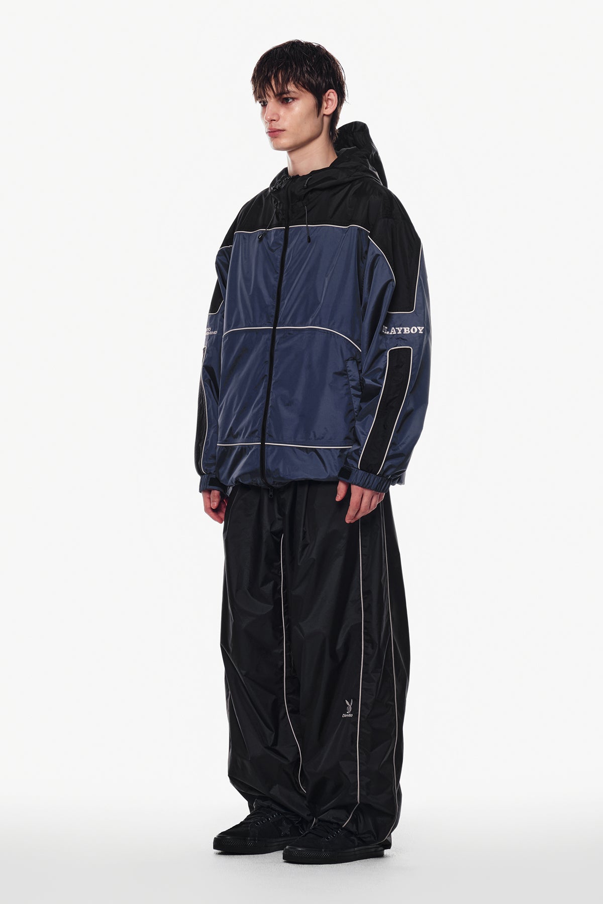 VERT [PLAYBOY x DIMITO] PIPING BANDED PANTS (WIDE FIT LV.2) BLACK