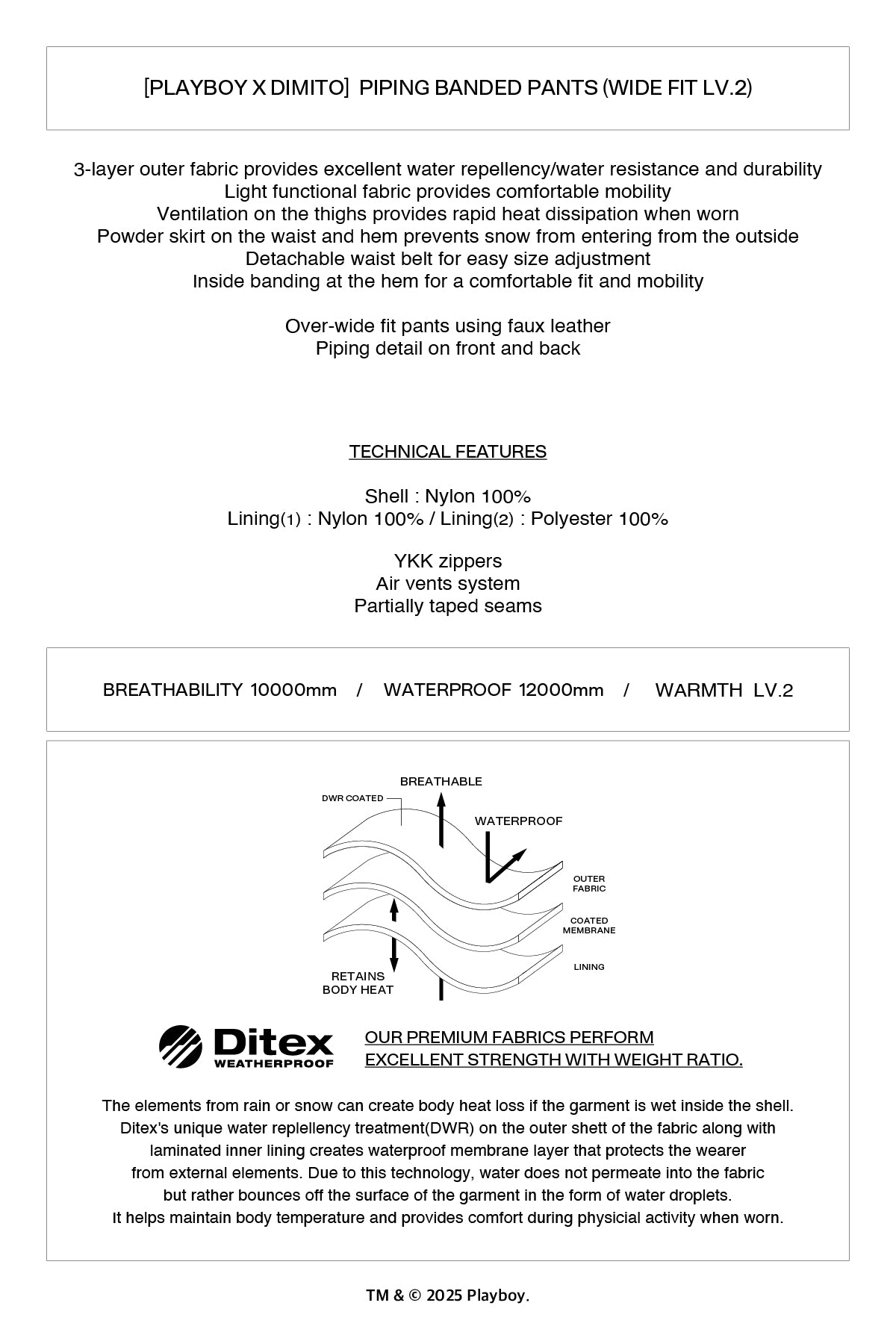 VERT [PLAYBOY x DIMITO] PIPING BANDED PANTS (WIDE FIT LV.2) CLOUDY BLUE