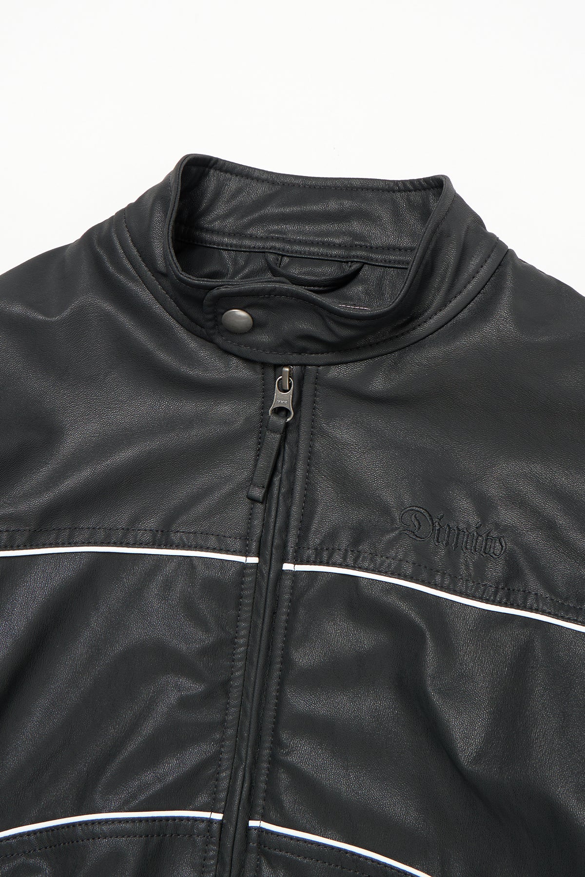 VERT [PLAYBOY x DIMITO] PIPING FAUX LEATHER JACKET BLACK