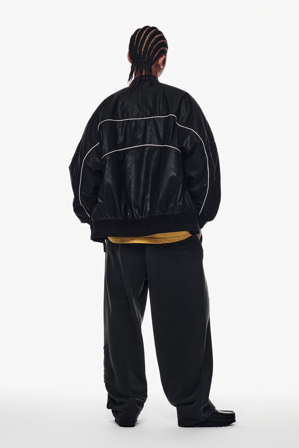 VERT [PLAYBOY x DIMITO] PIPING FAUX LEATHER JACKET BLACK